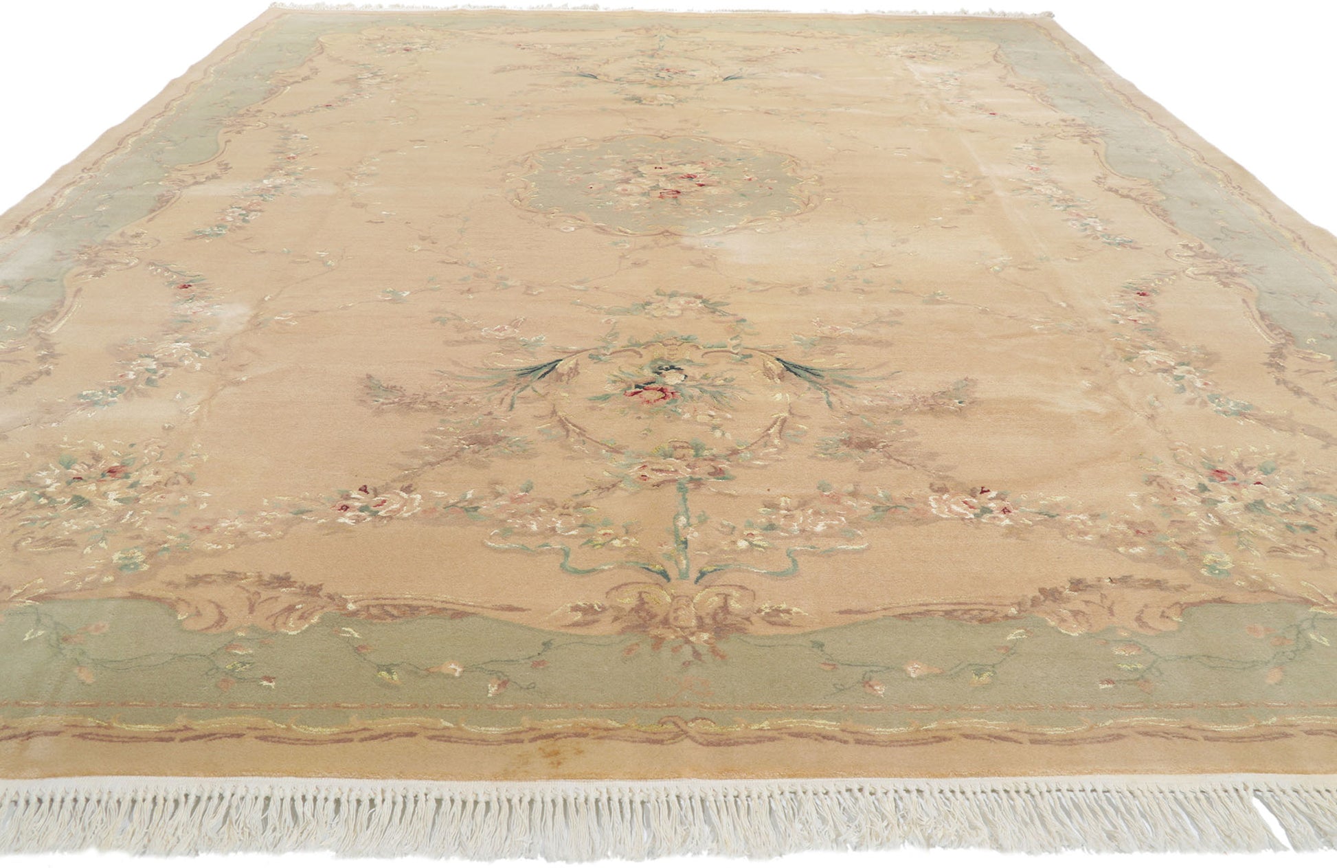 10 x 13 Vintage Chinese Wool and Silk Rug 78285