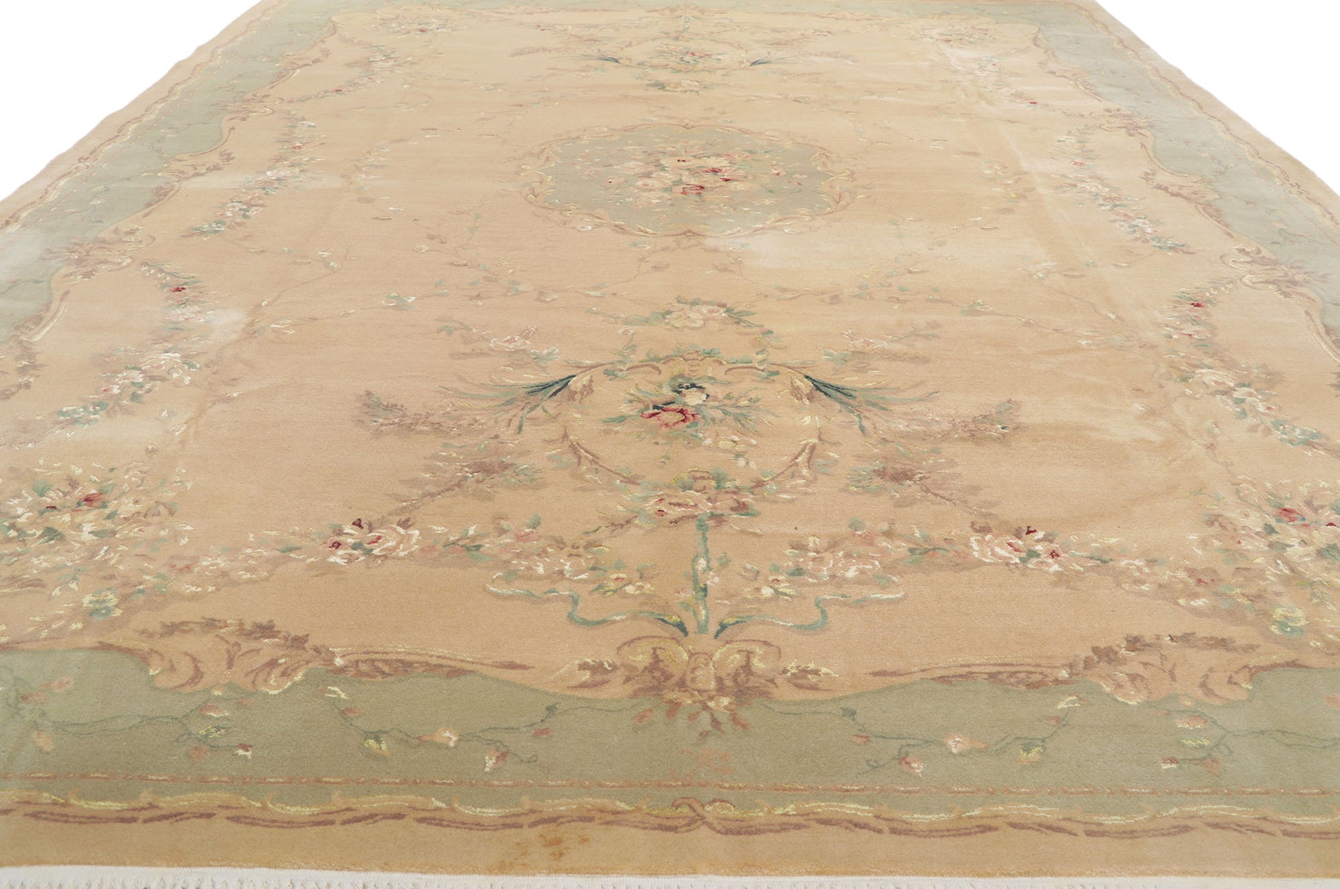 10 x 13 Vintage Chinese Wool and Silk Rug 78285