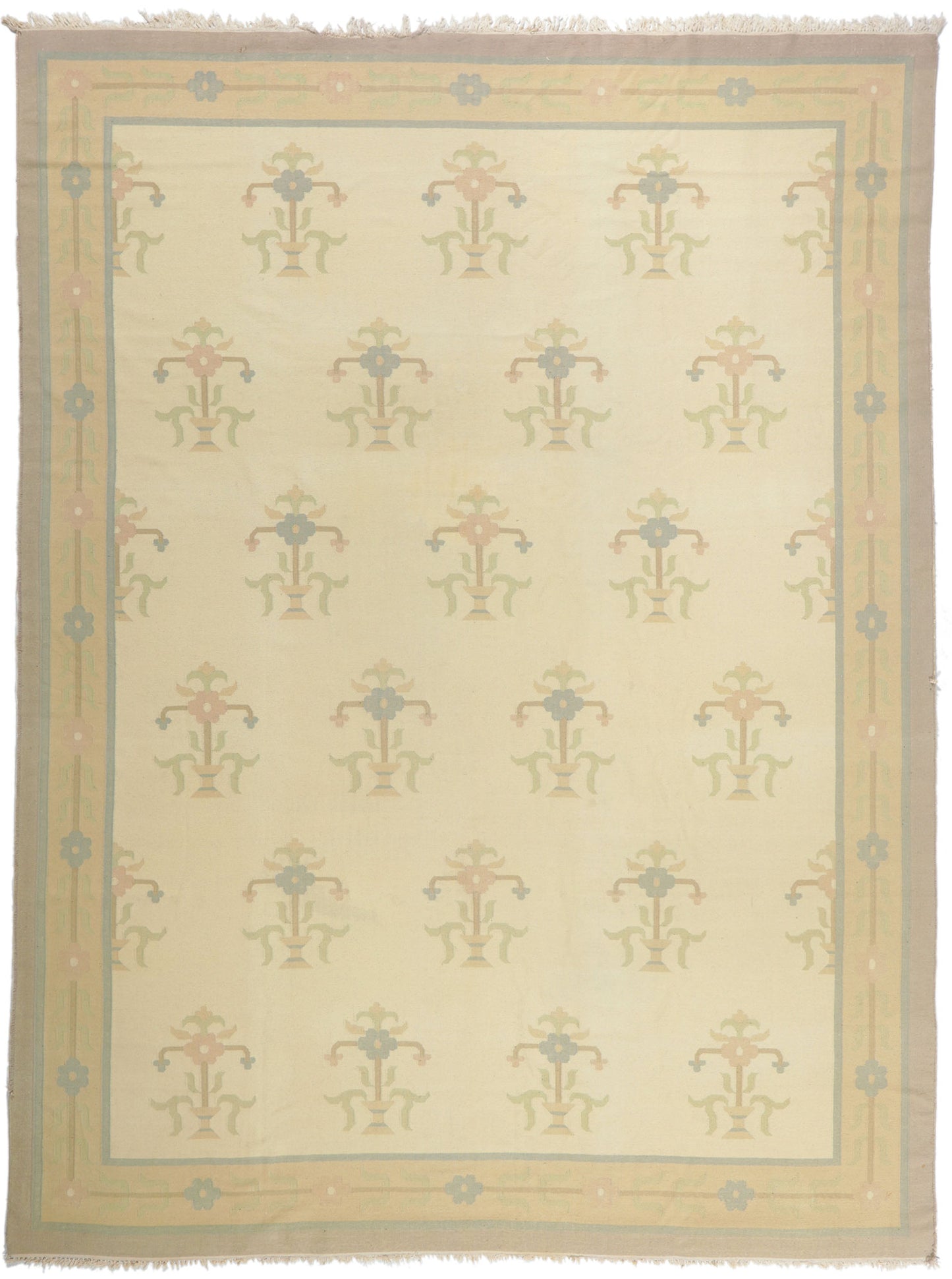 10 x 14 Vintage Floral Dhurrie Rug 78357