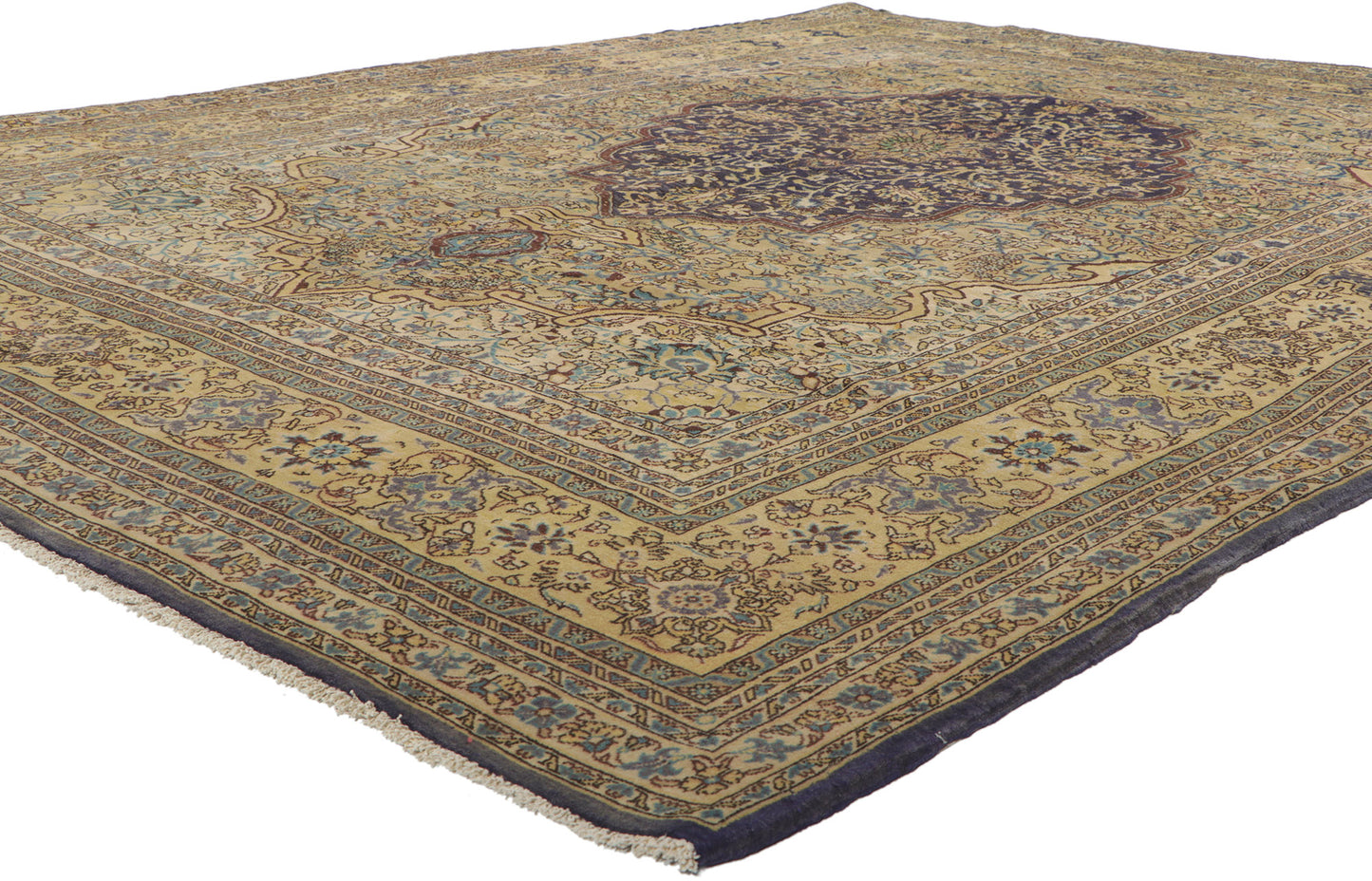 7 x 10 Vintage Persian Qum Rug 61164