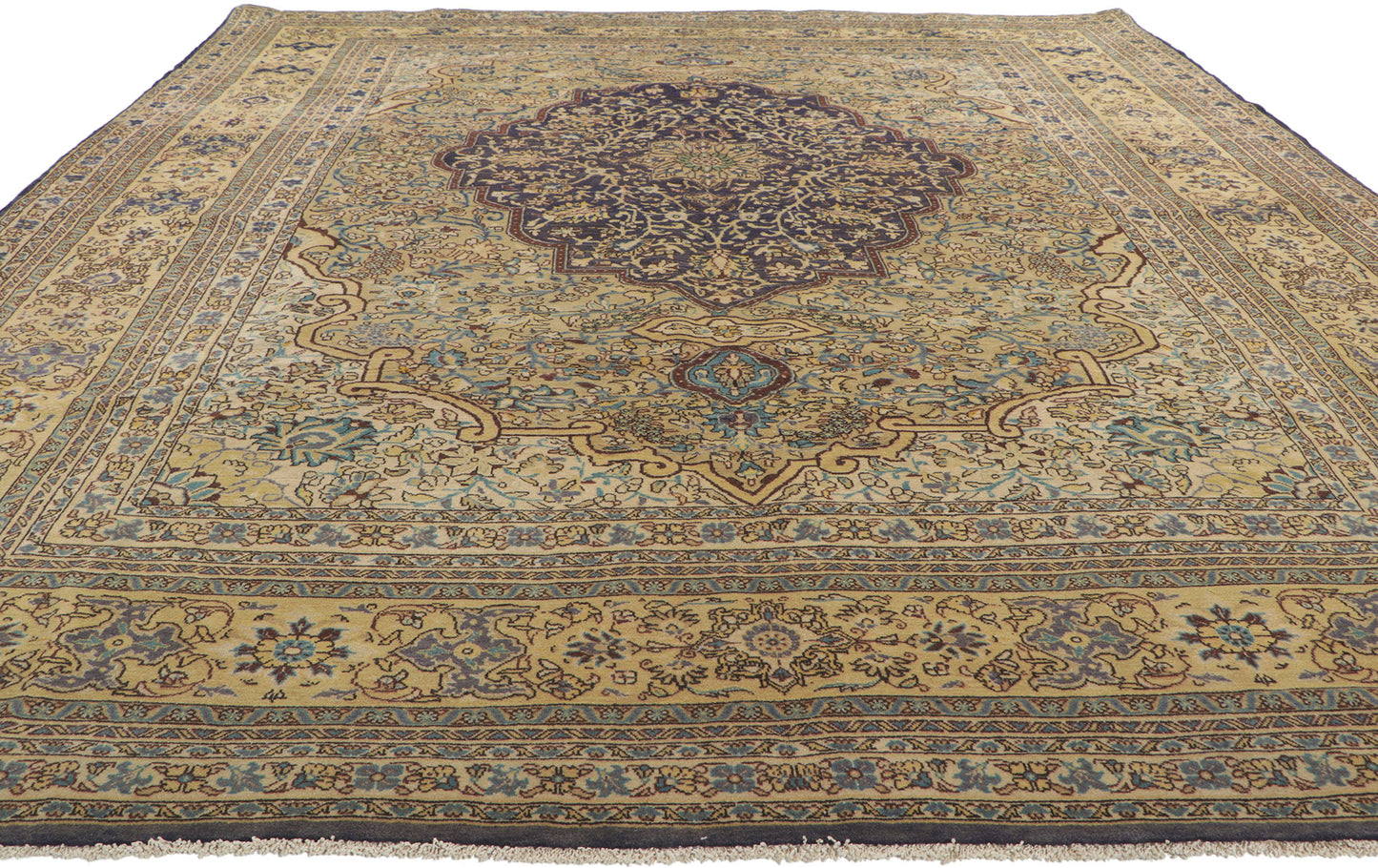 7 x 10 Vintage Persian Qum Rug 61164