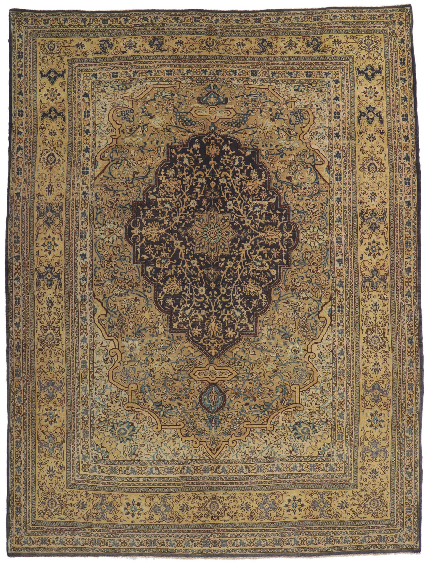 7 x 10 Vintage Persian Qum Rug 61164