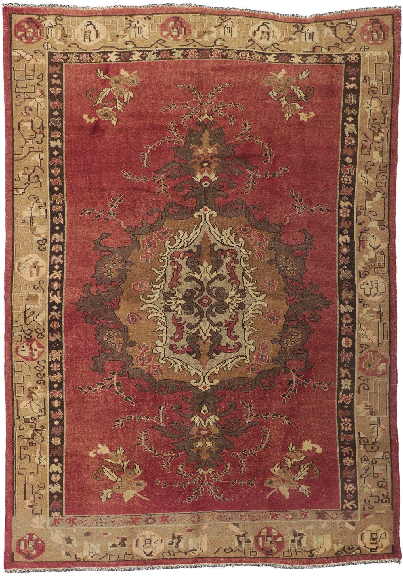 7 x 10 Vintage Turkish Oushak Rug 50500