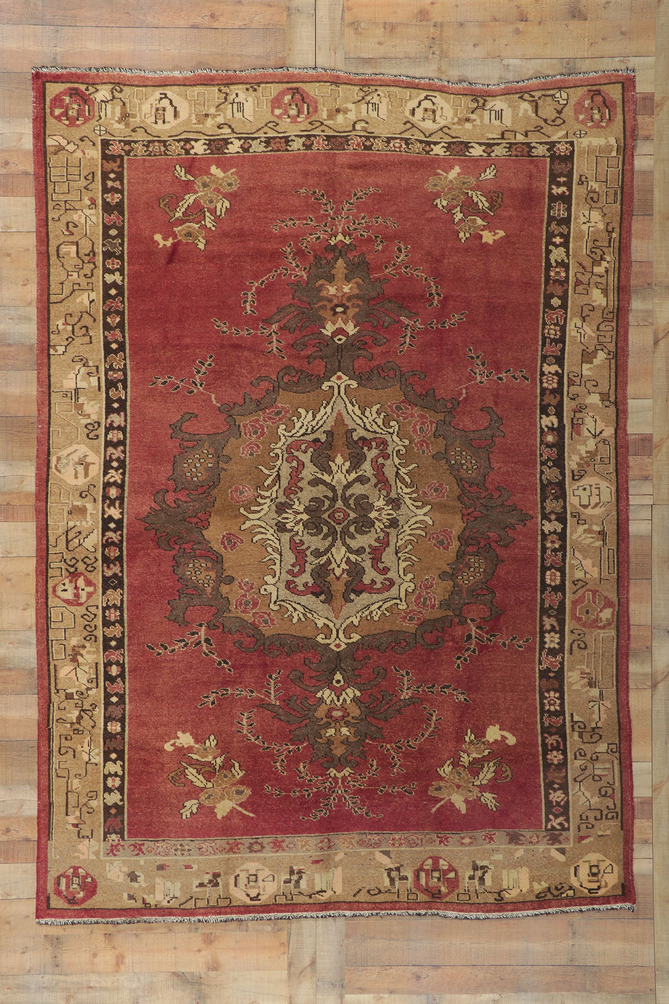 7 x 10 Vintage Turkish Oushak Rug 50500
