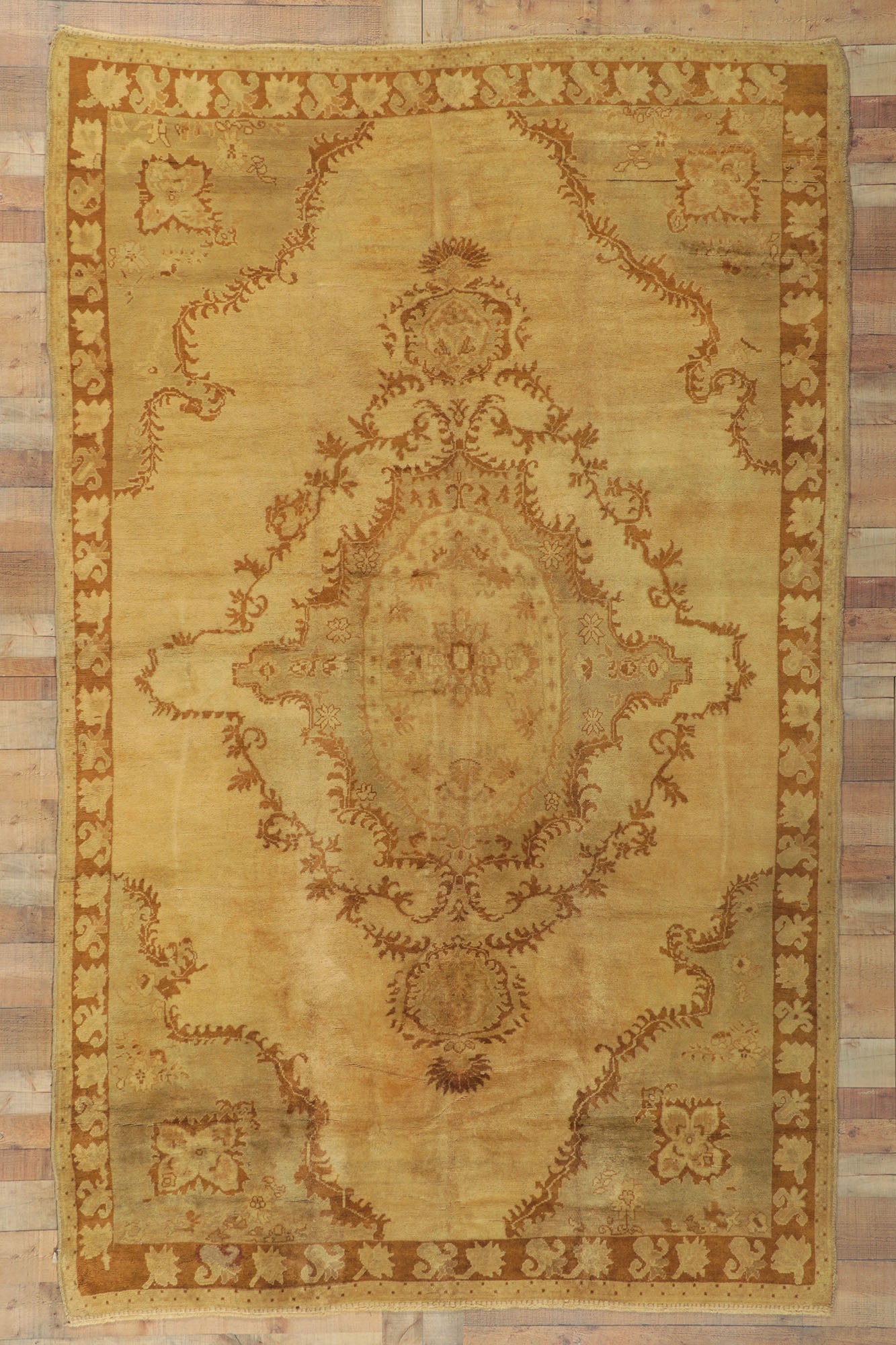 7 x 11 Antique Turkish Oushak Rug 50448