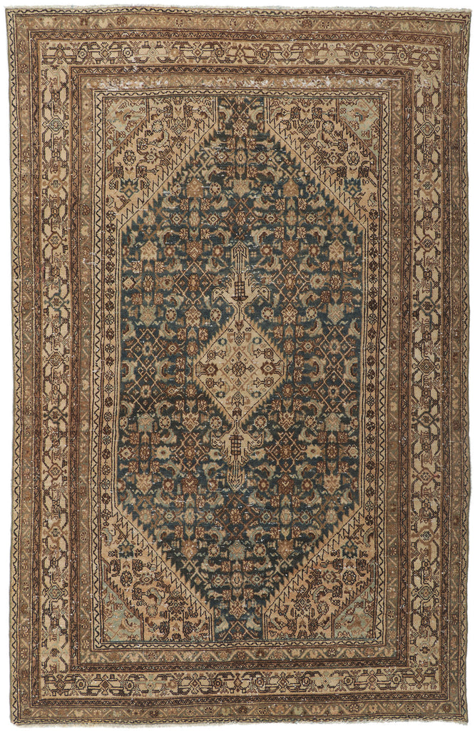 7 x 11 Distressed Antique Persian Hamadan Rug 60965