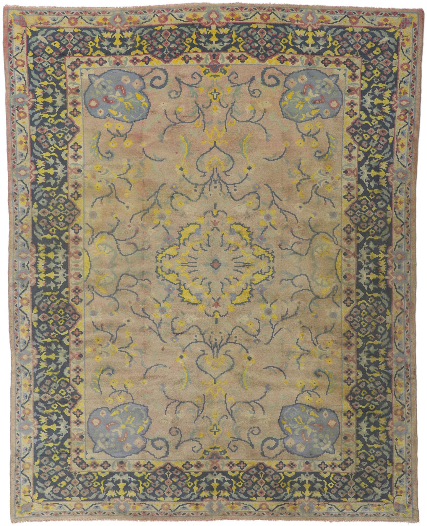 7 x 9 Vintage Turkish Oushak Rug 72323