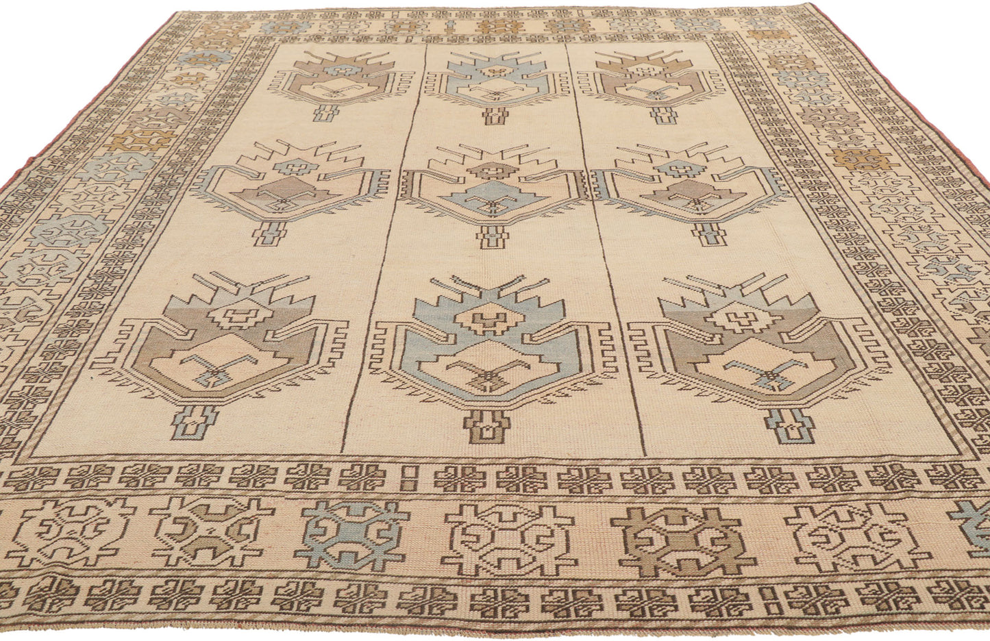 7 x 10 Vintage Turkish Oushak Rug 53684
