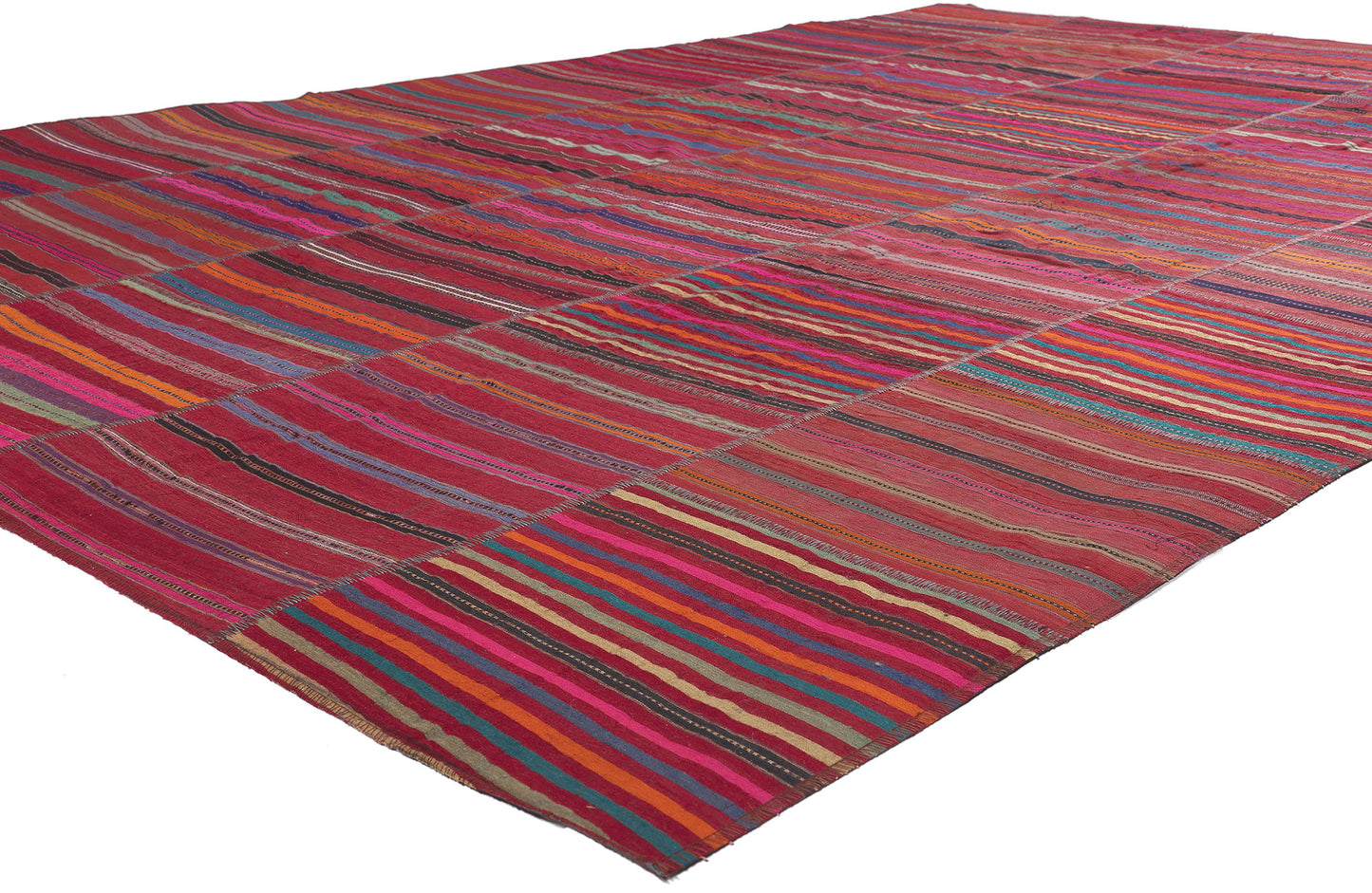 7 x 11 Vintage Turkish Striped Kilim Rug 60648