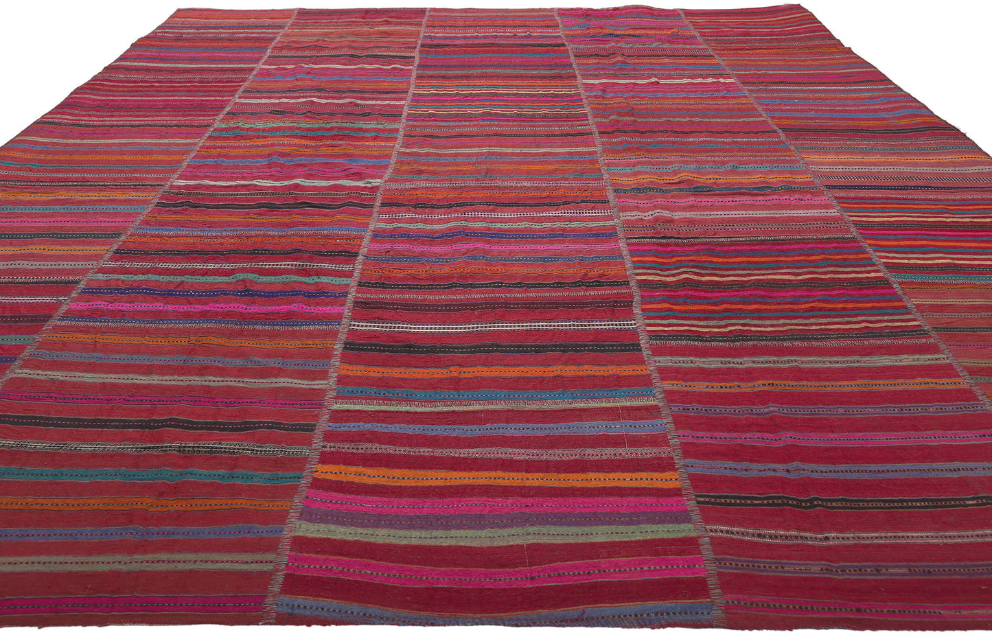 7 x 11 Vintage Turkish Striped Kilim Rug 60648