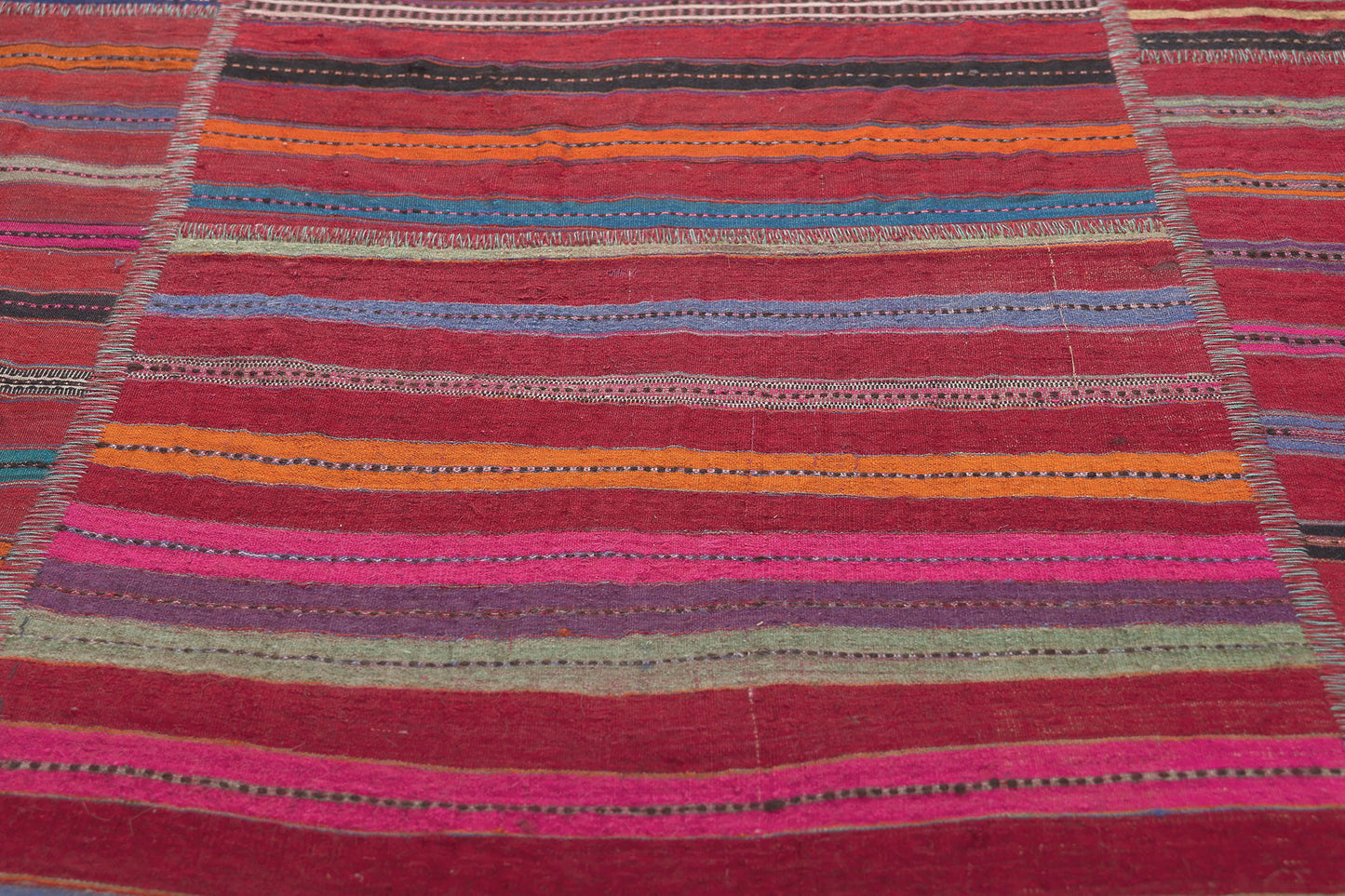 7 x 11 Vintage Turkish Striped Kilim Rug 60648