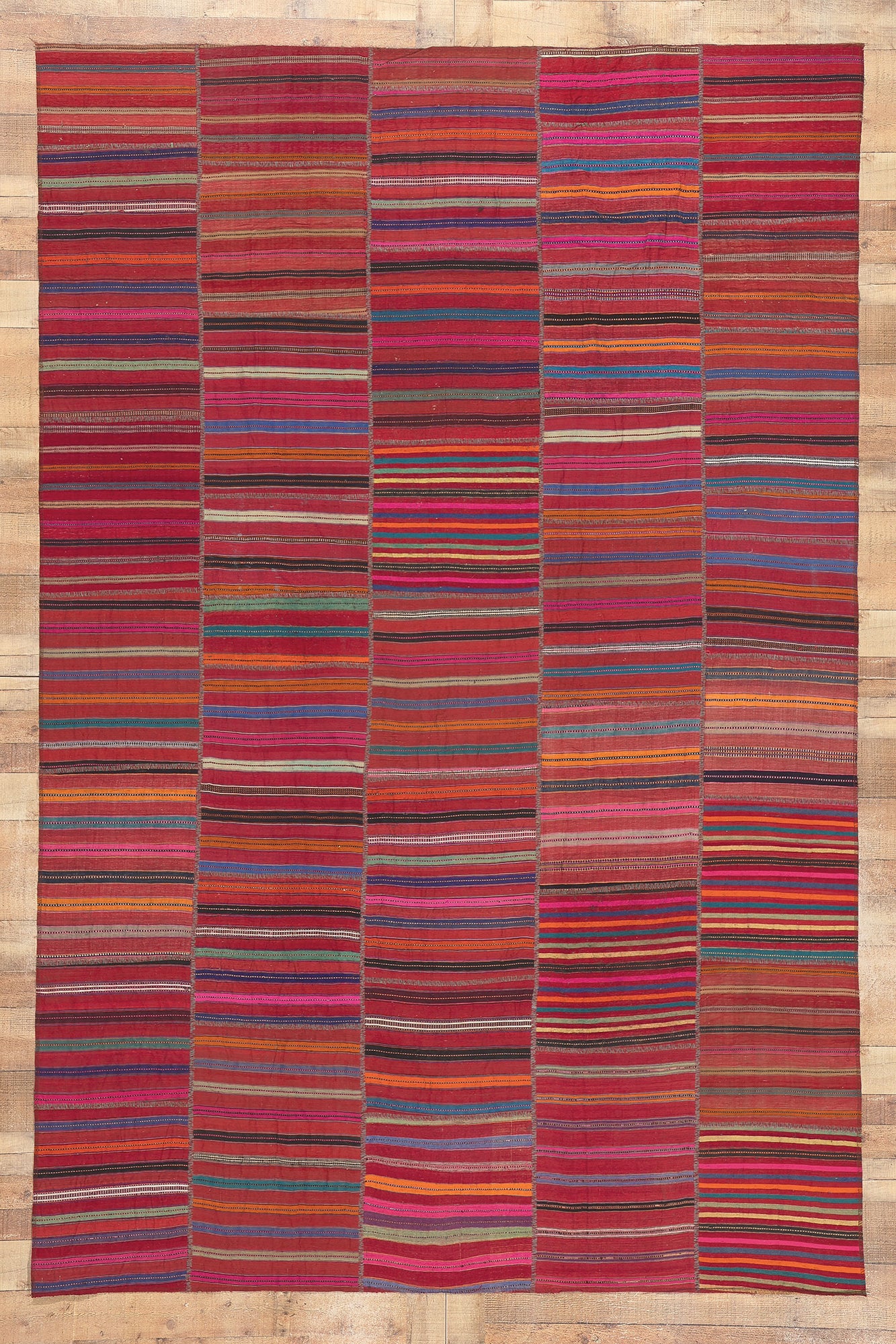7 x 11 Vintage Turkish Striped Kilim Rug 60648