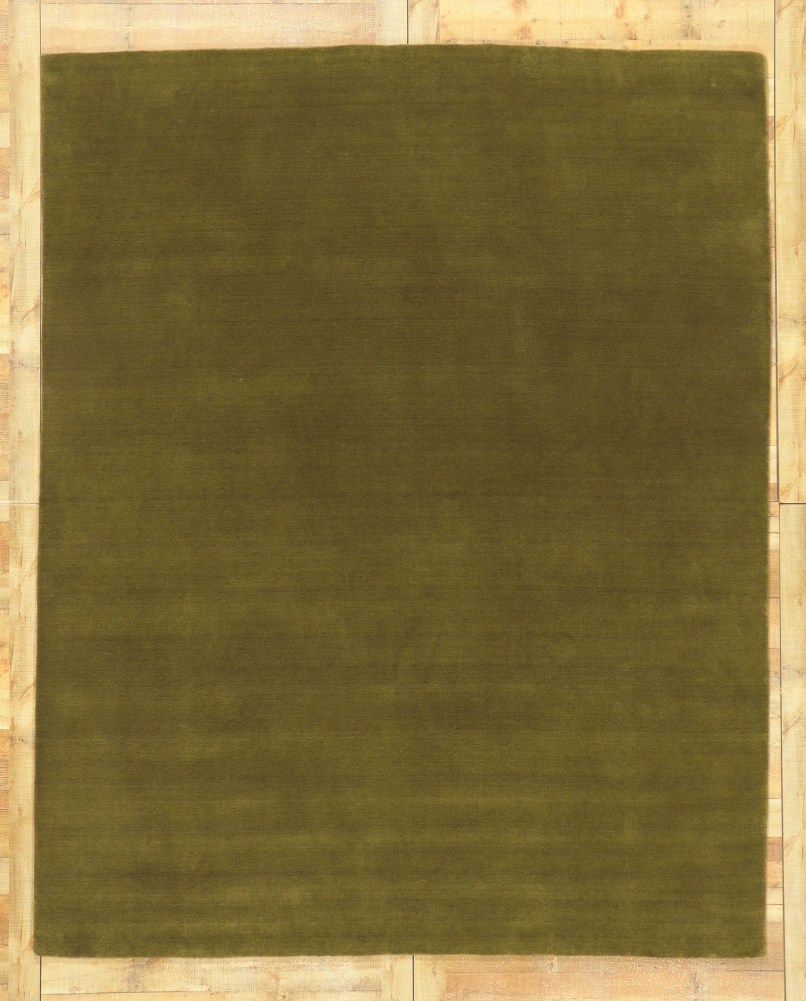 8 x 10 Solid Olive Green Modern Rug 30926