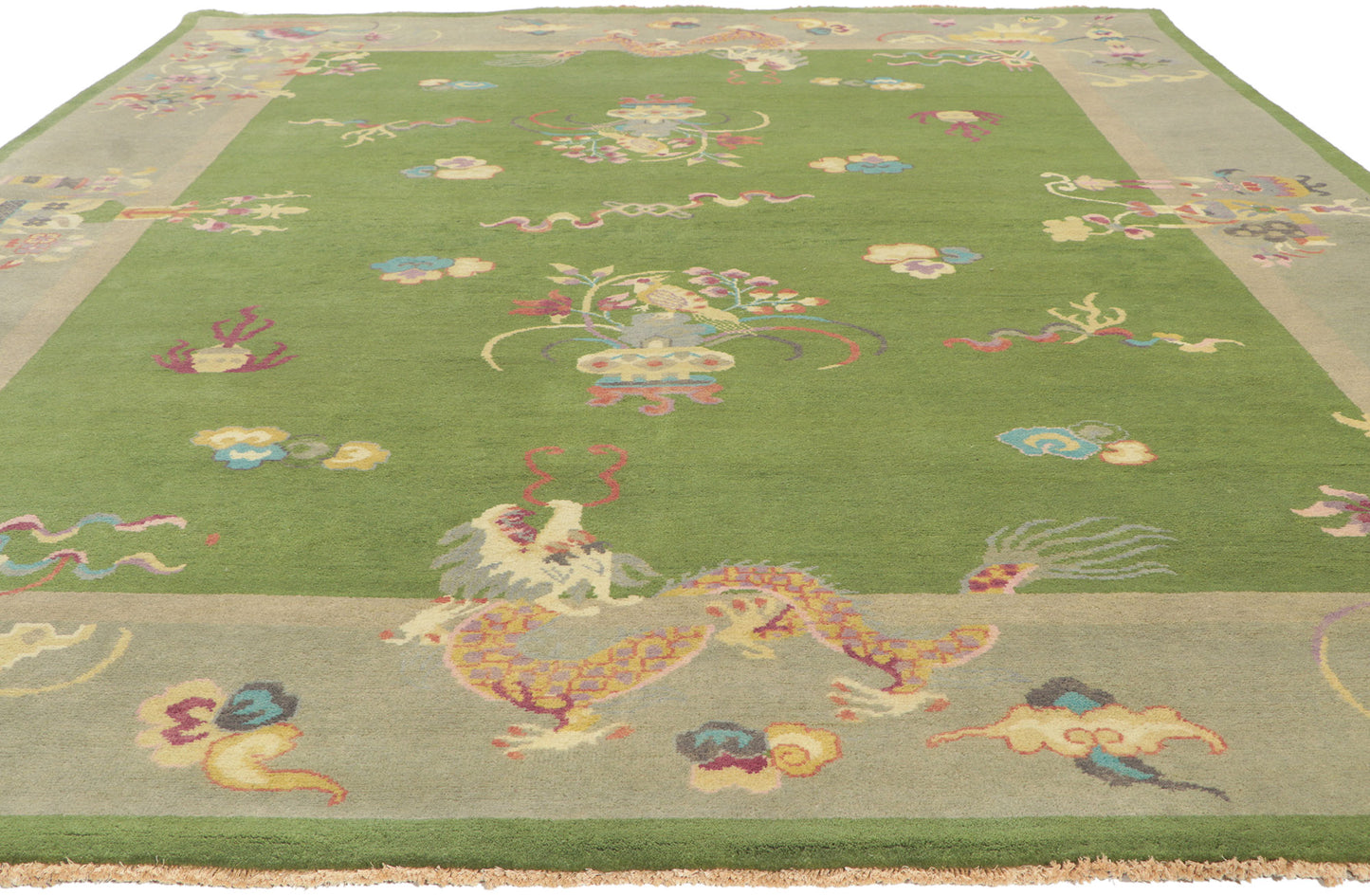 8 x 10 Modern Green Chinese Art Deco Rug 30922
