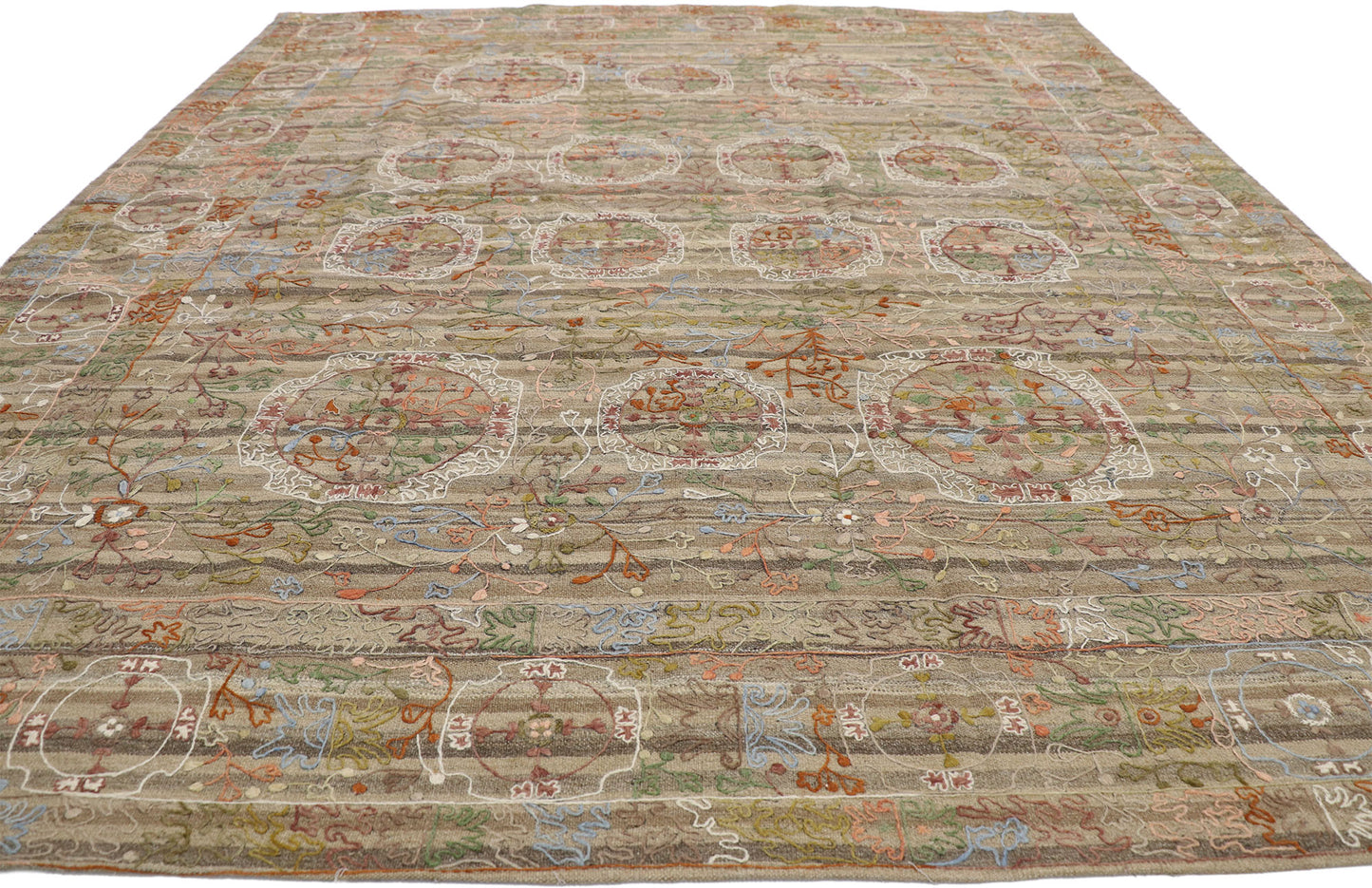 8 x 9 Vintage Uzbek Afghan Kilim Rug 80099