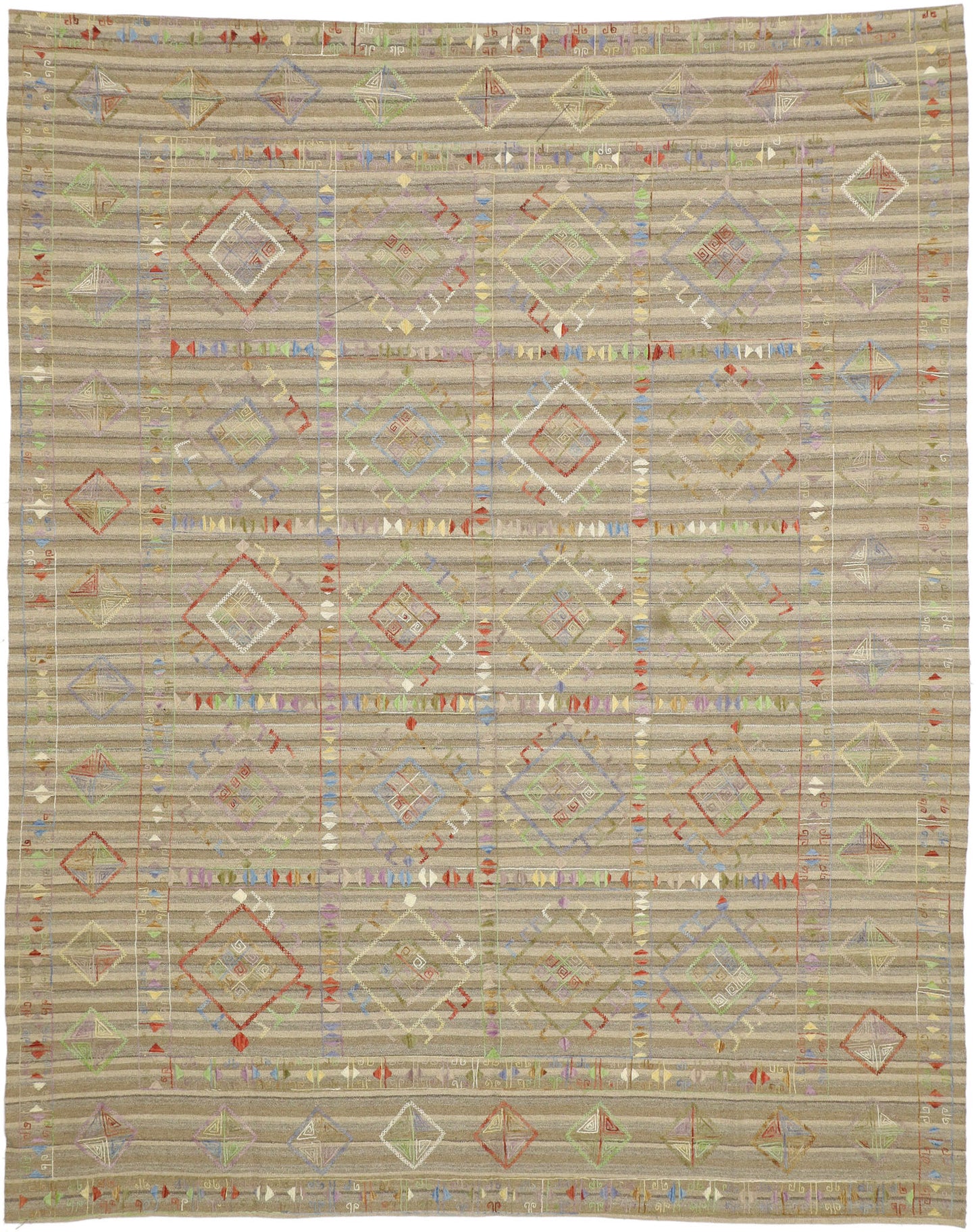 8 x 10 Vintage Uzbek Afghan Kilim Rug 80100