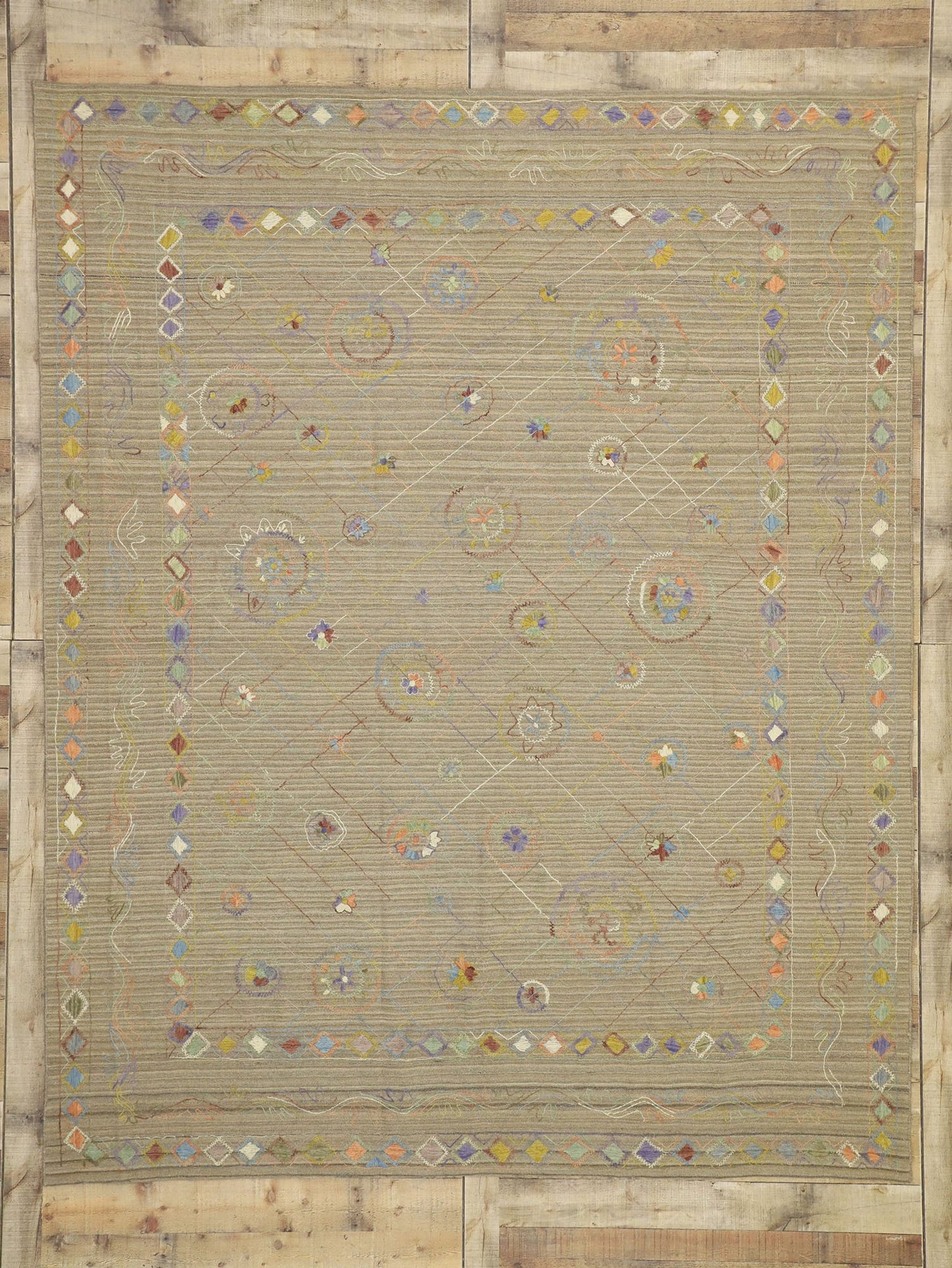 8 x 10 Vintage Uzbek Afghan Kilim Rug 80106