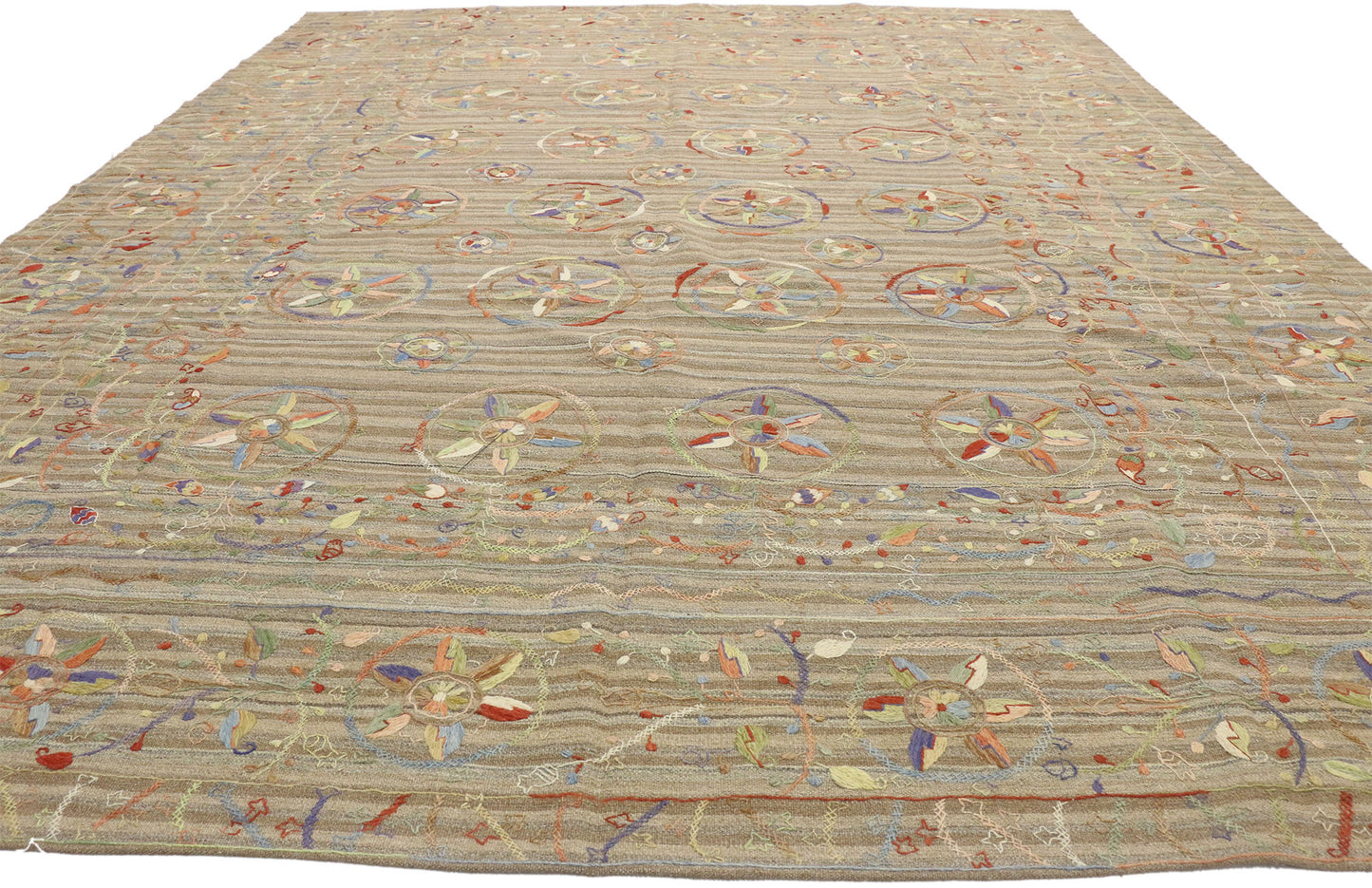 9 x 12 Vintage Uzbek Afghan Kilim Rug 80111