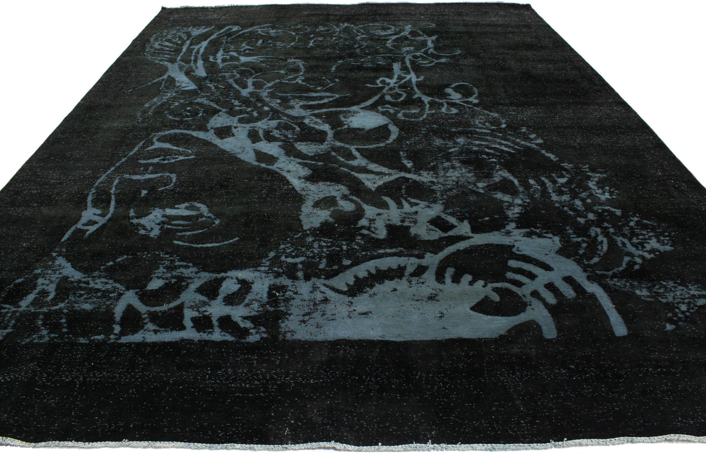 9 x 13 Vintage Persian Black Overdyed Rug 80247