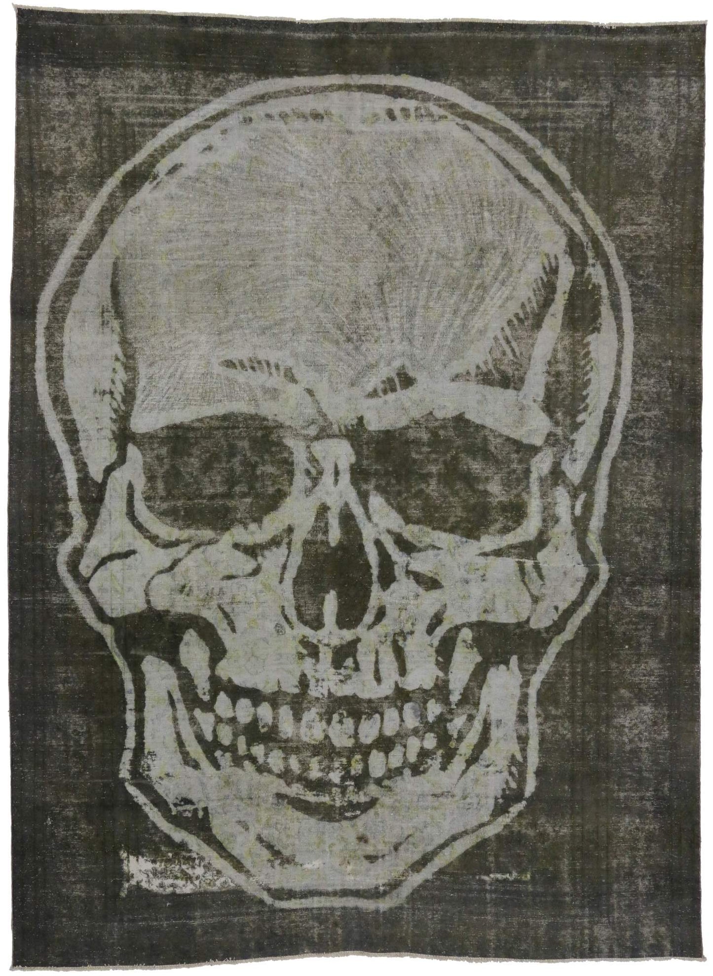 9 x 12 Vintage Overdyed Skull Rug 80251