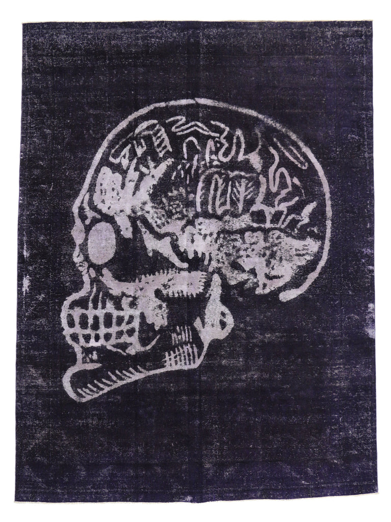 9 x 13 Vintage Overdyed Skull Rug 80430