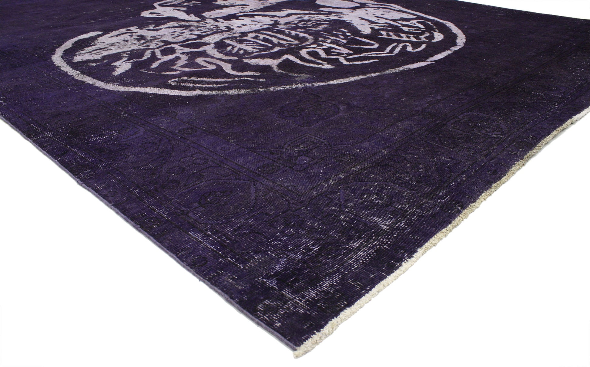 9 x 13 Vintage Overdyed Skull Rug 80430