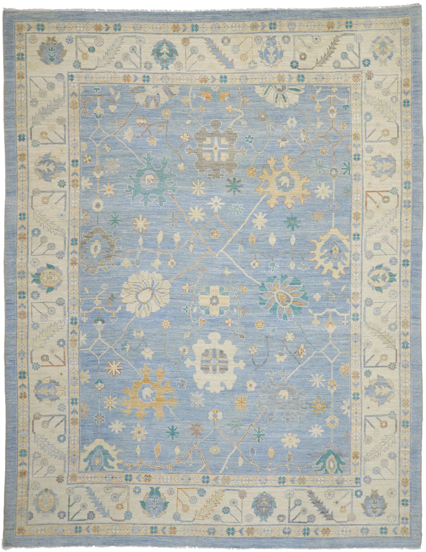 12 x 15 Colorful Blue Oushak Rug 80555