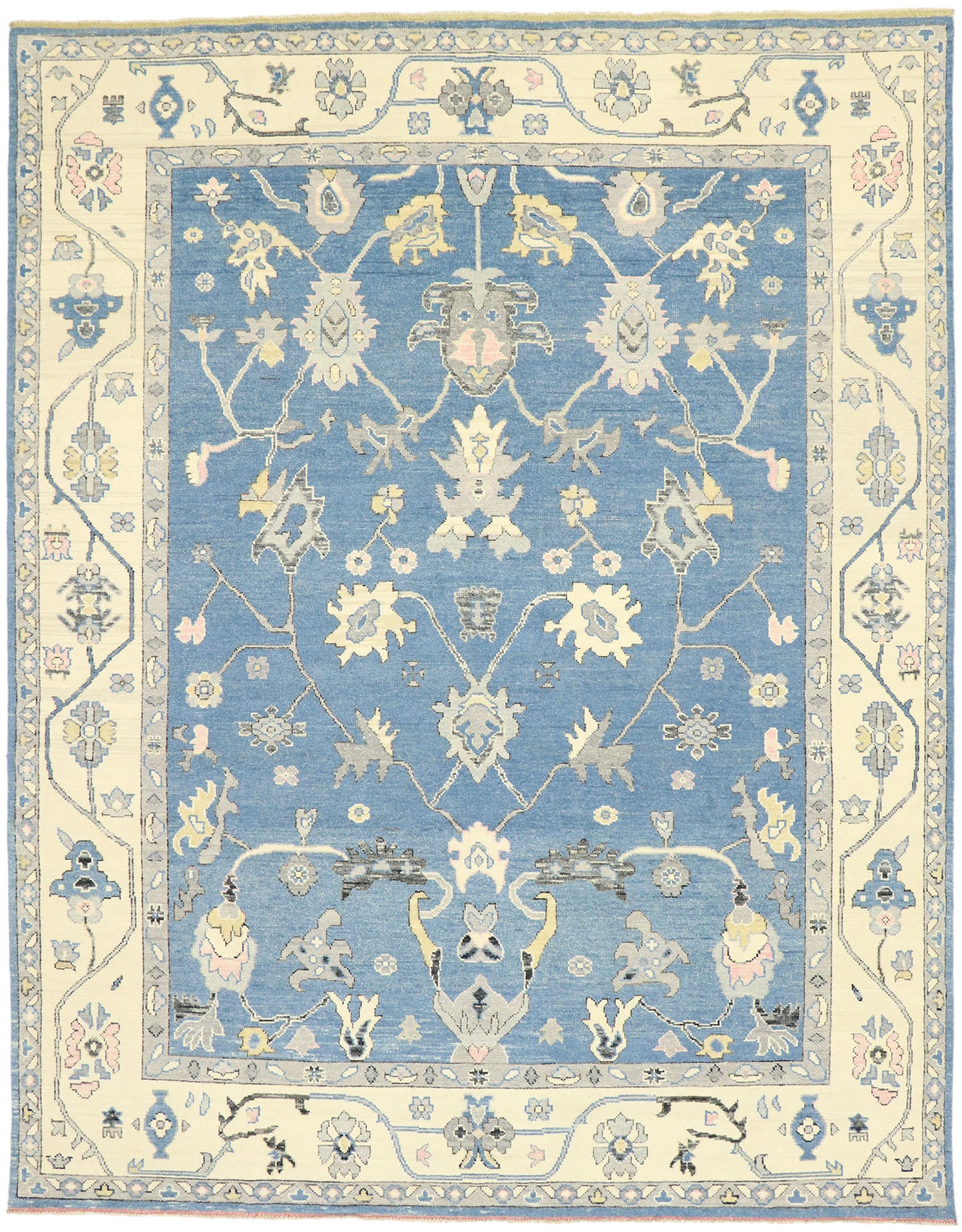 9 x 12 Colorful Blue Oushak Rug 80596