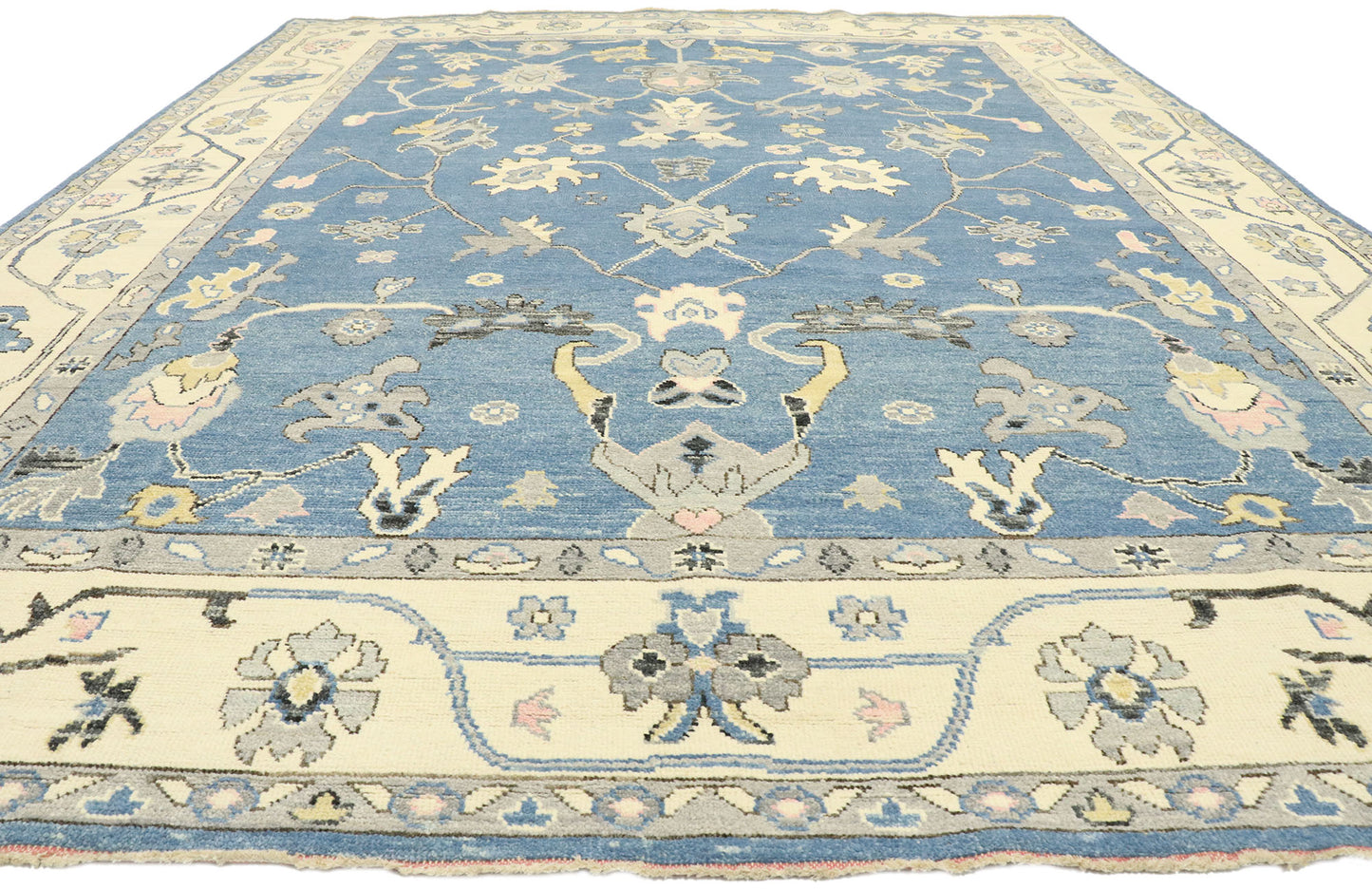 9 x 12 Colorful Blue Oushak Rug 80596