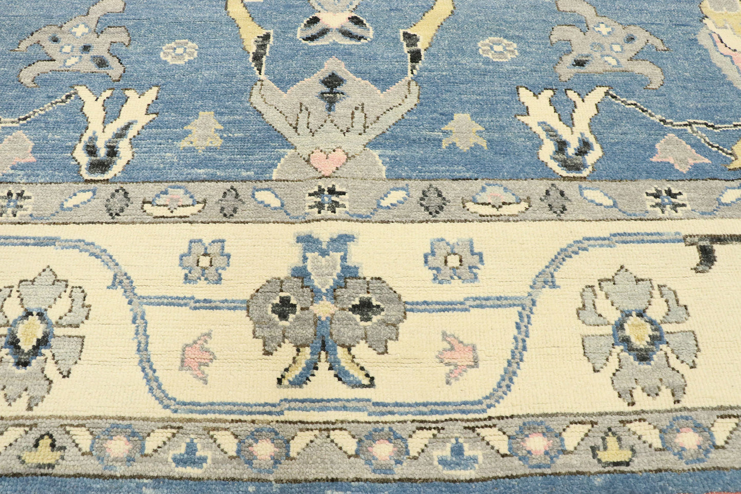 9 x 12 Colorful Blue Oushak Rug 80596