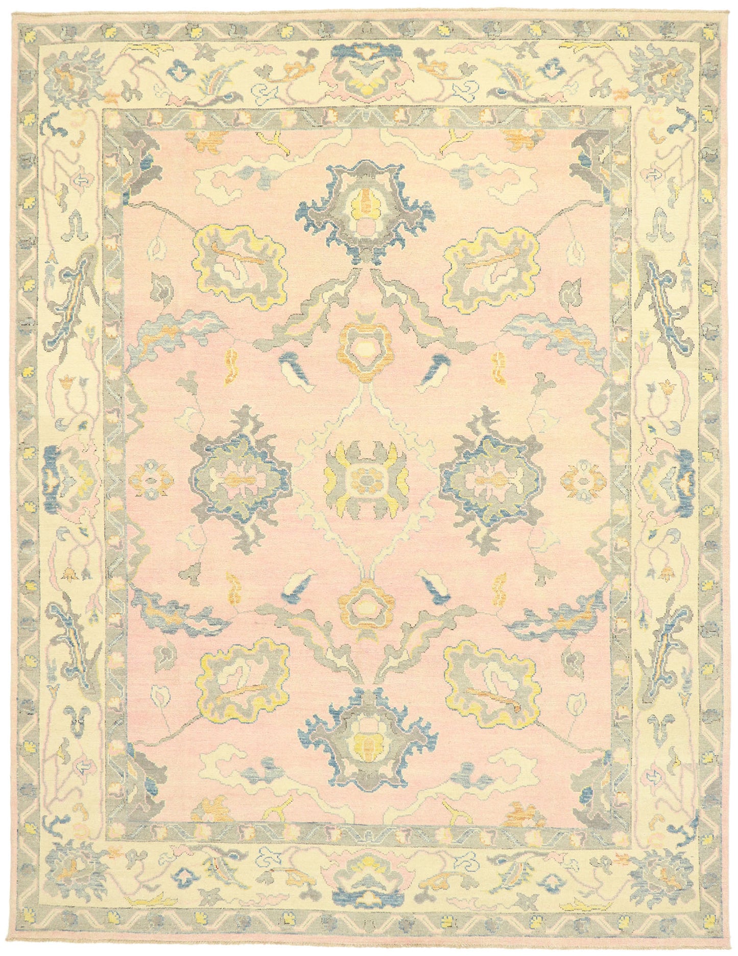 9 x 12 Colorful Pink Oushak Rug 80597