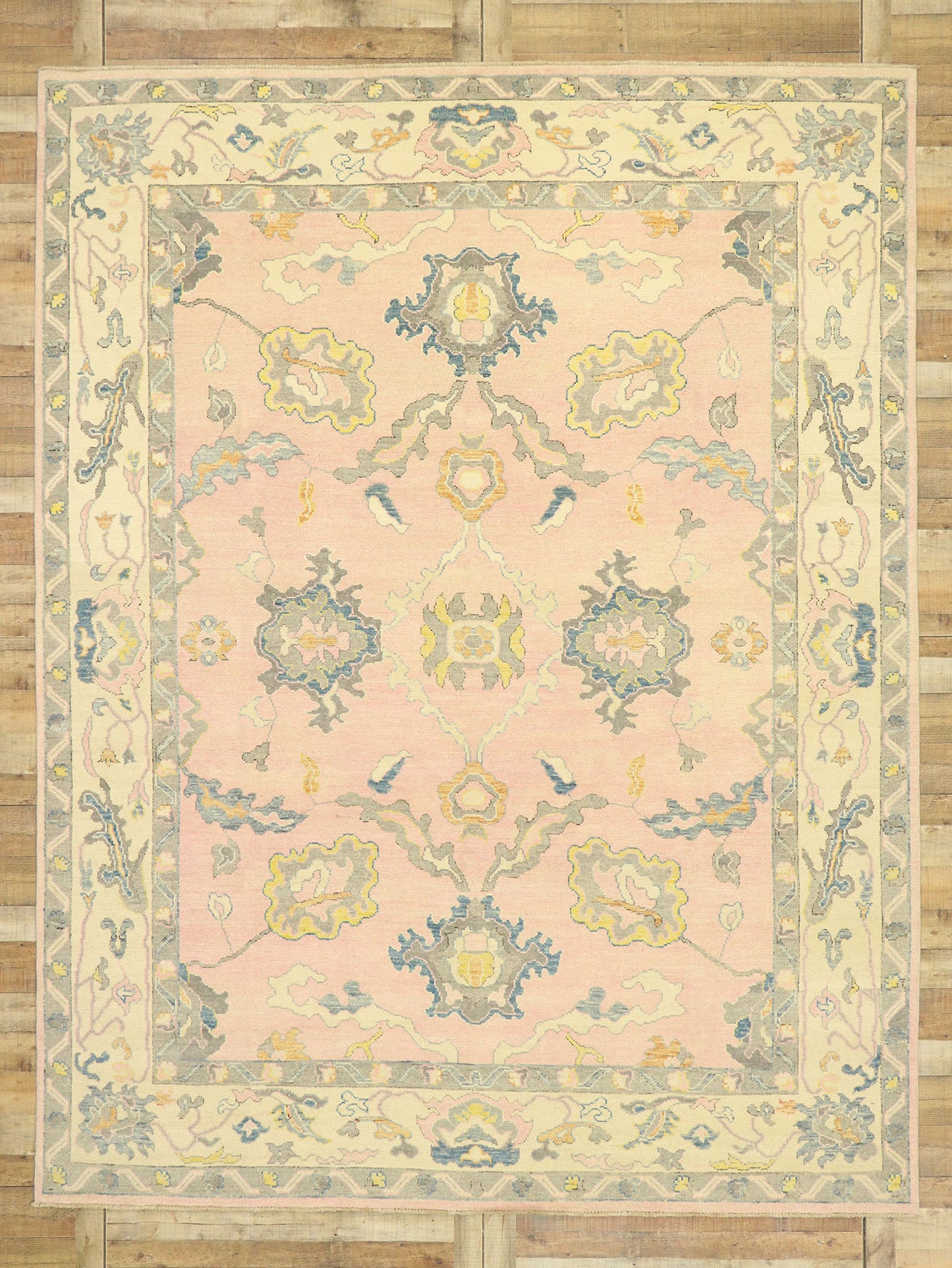 9 x 12 Colorful Pink Oushak Rug 80597