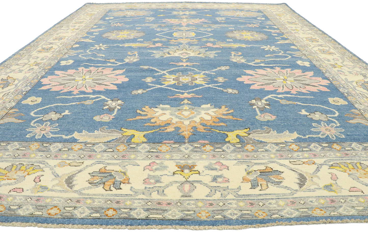 9 x 12 Colorful Blue Oushak Rug 80599