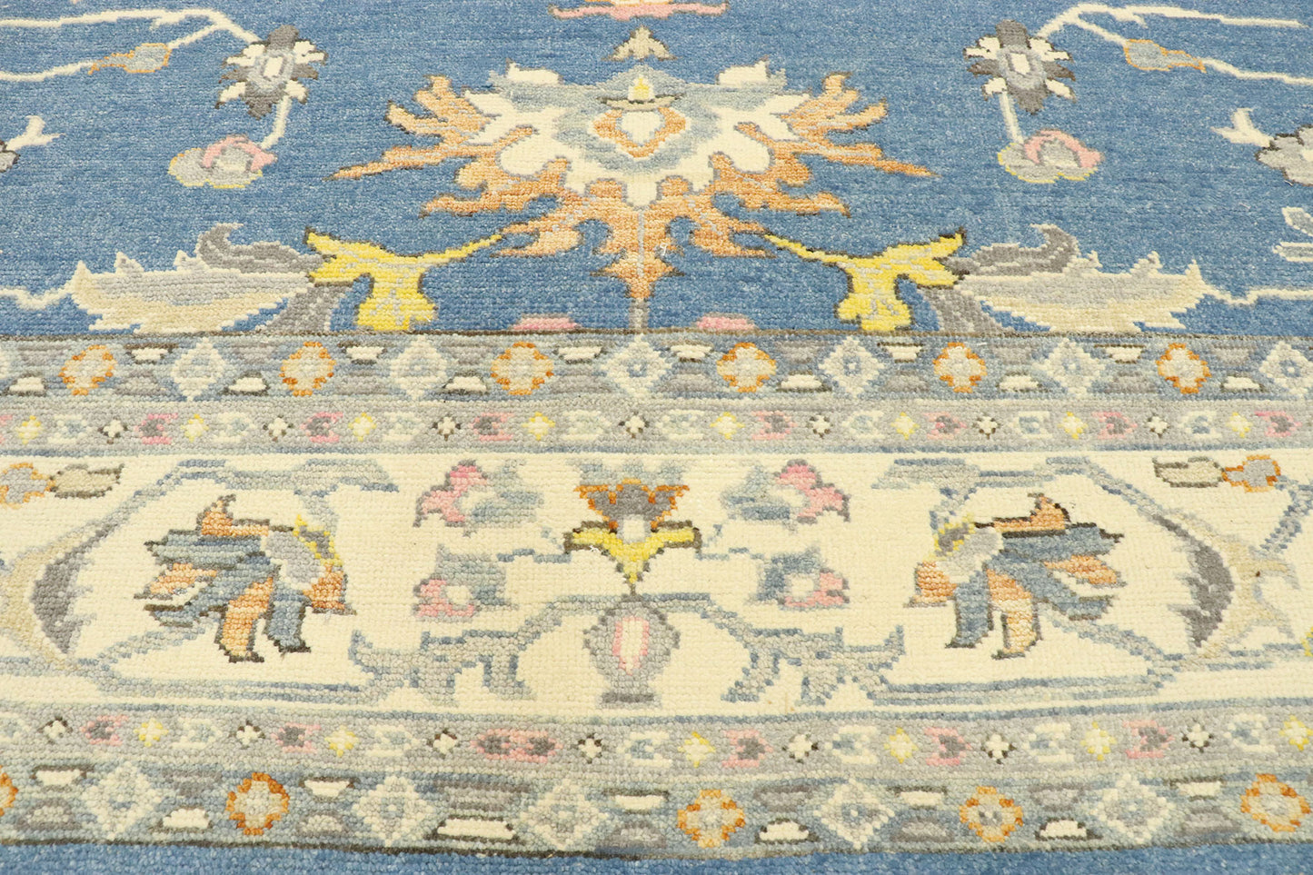 9 x 12 Colorful Blue Oushak Rug 80599