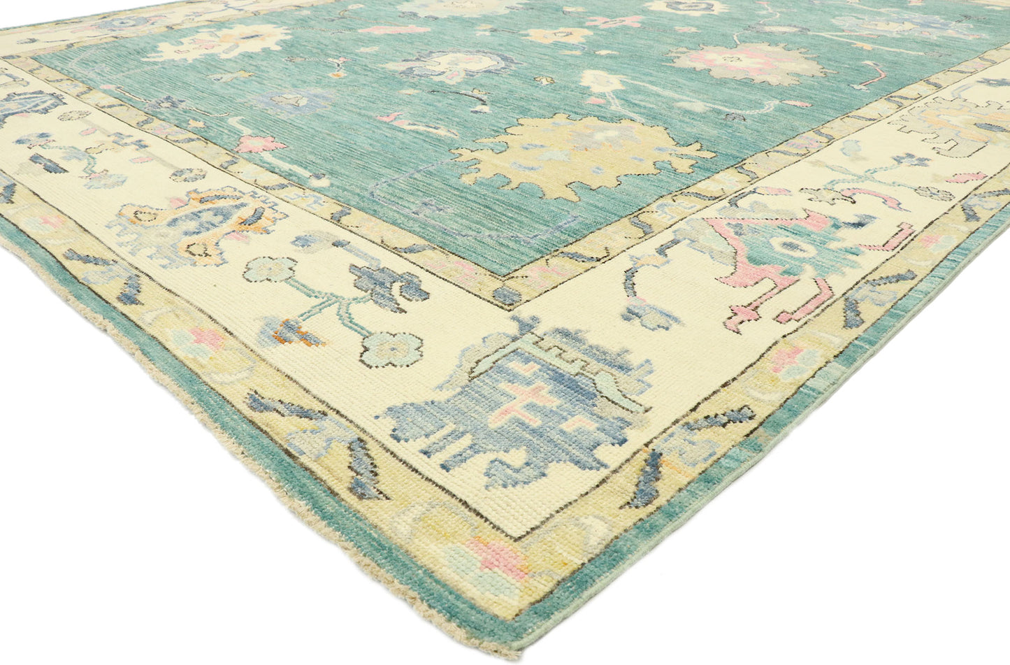 9 x 12 Contemporary Teal Oushak Rug 80603