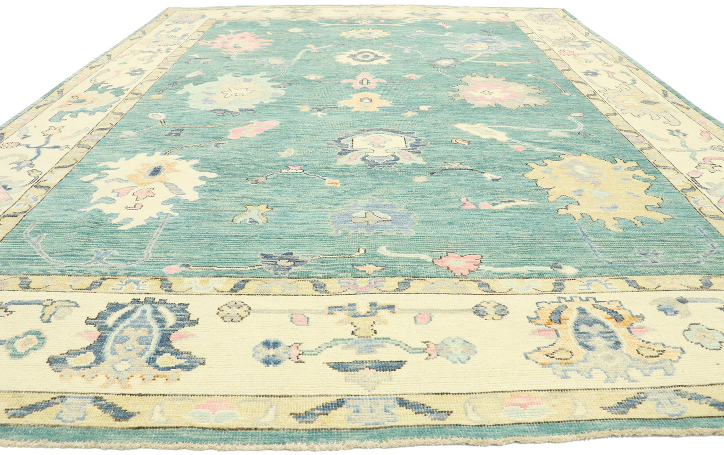 9 x 12 Contemporary Teal Oushak Rug 80603
