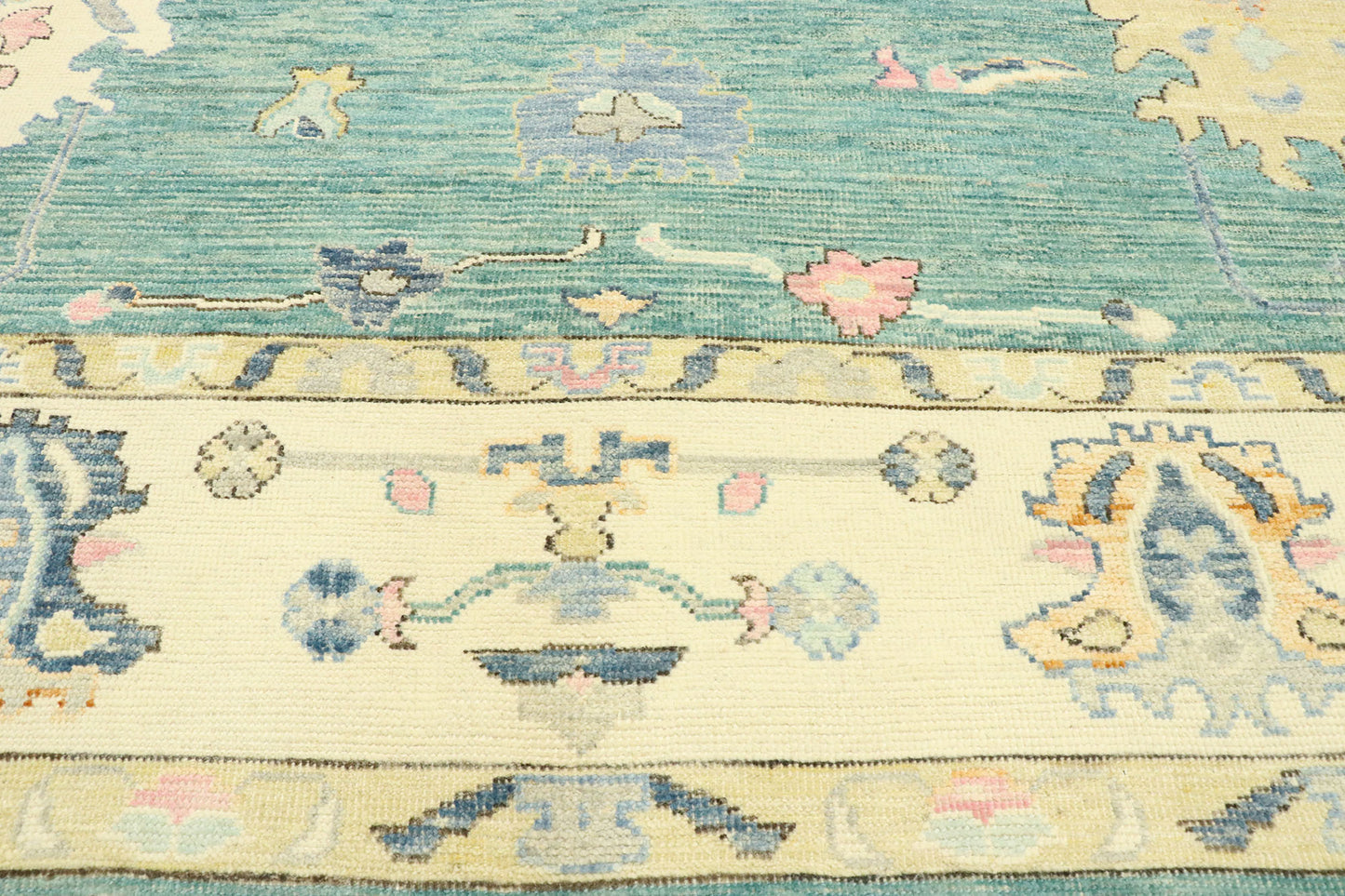 9 x 12 Contemporary Teal Oushak Rug 80603