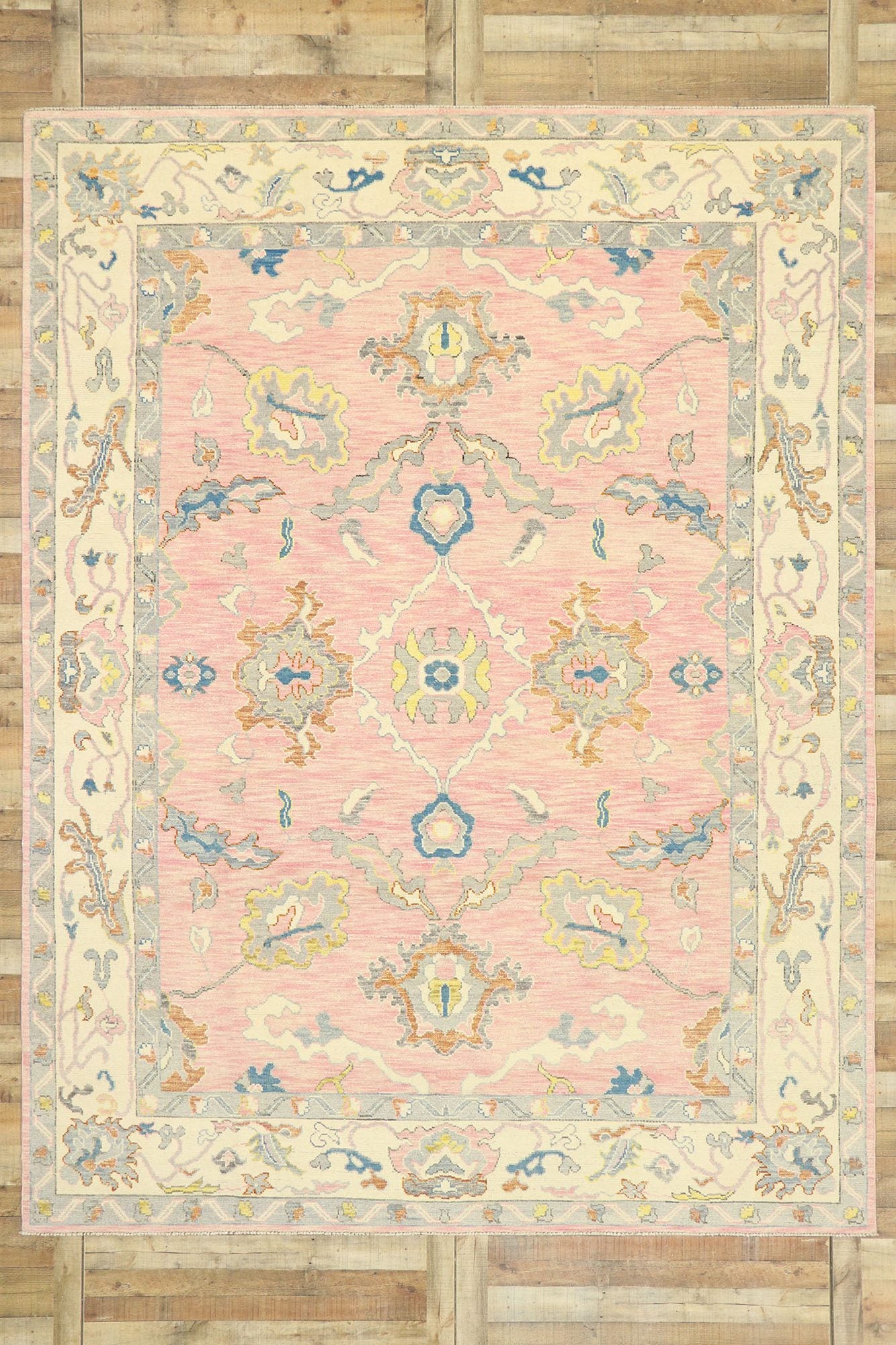9 x 12 Contemporary Pink Oushak Rug 80604