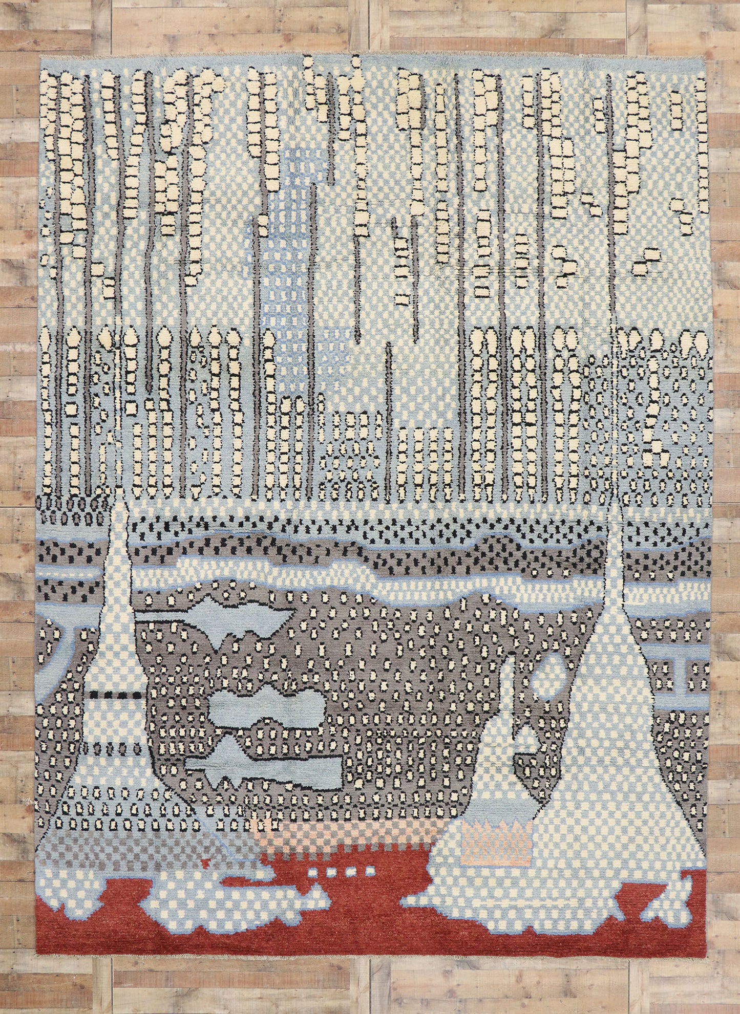 10 x 14 Modern Moroccan Area Rug 80644