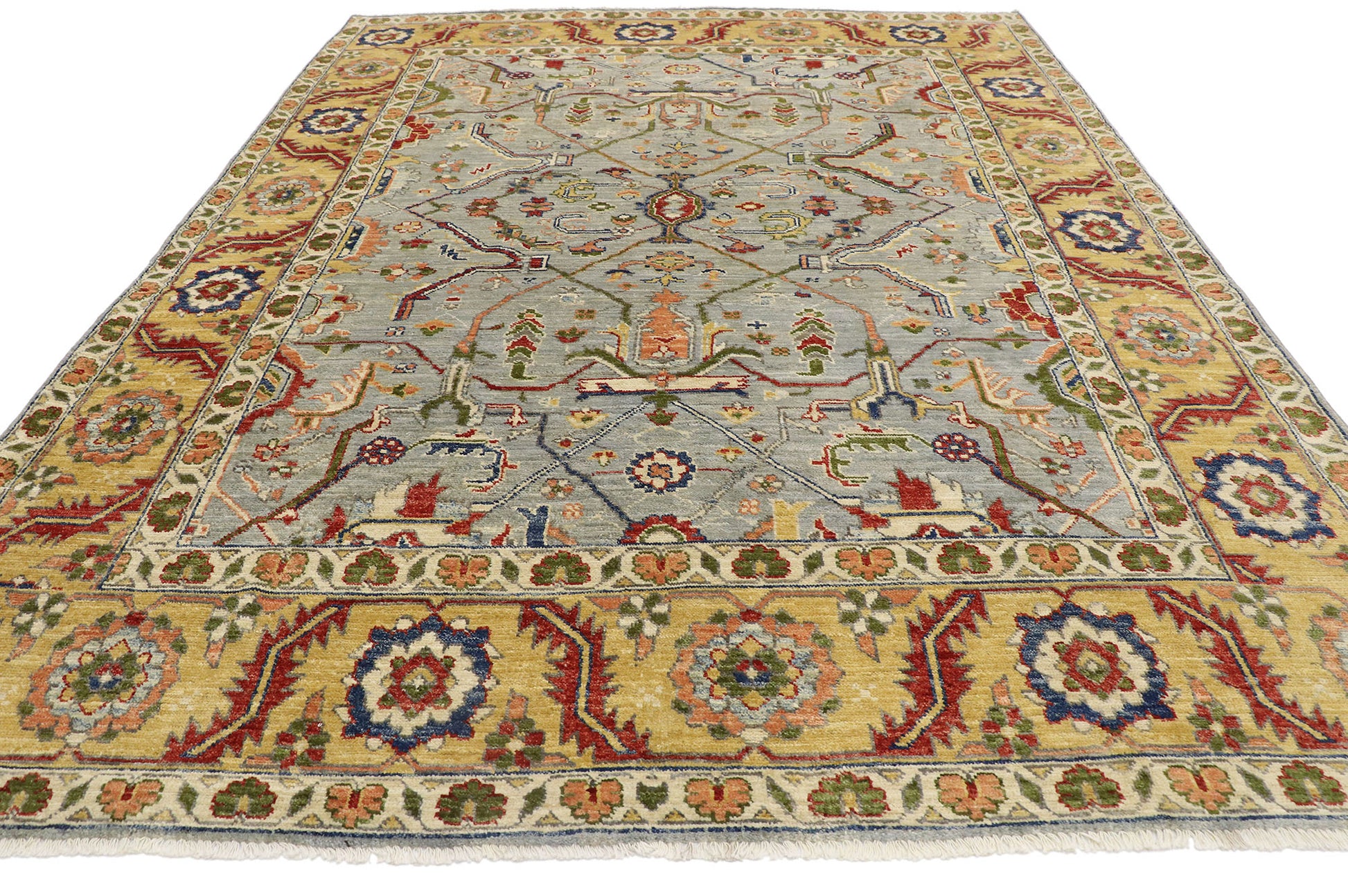 7 x 10 Vintage-Inspired Oushak Rug 80679
