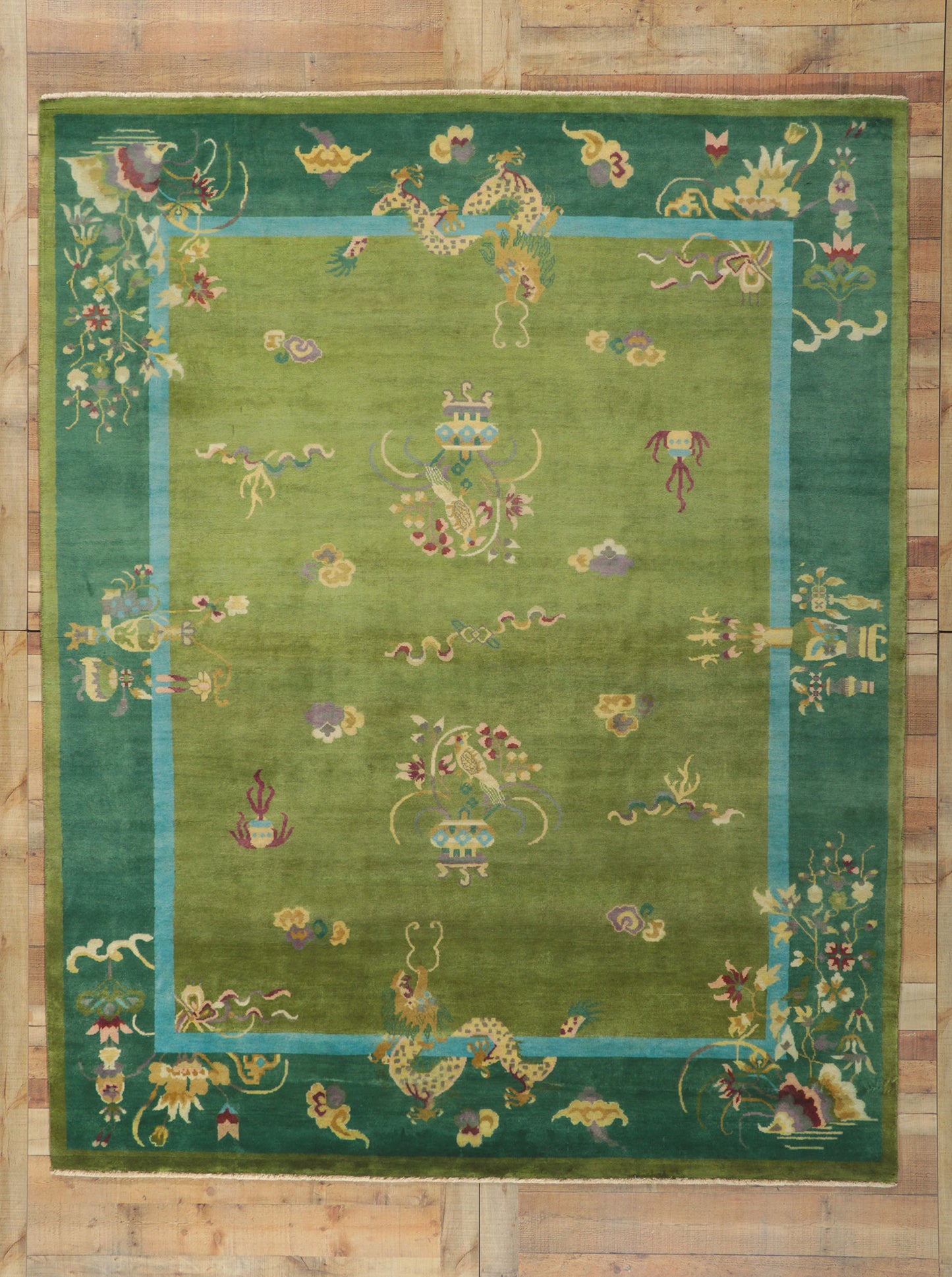 8 x 10 Chinese Art Deco Dragon Rug 30818