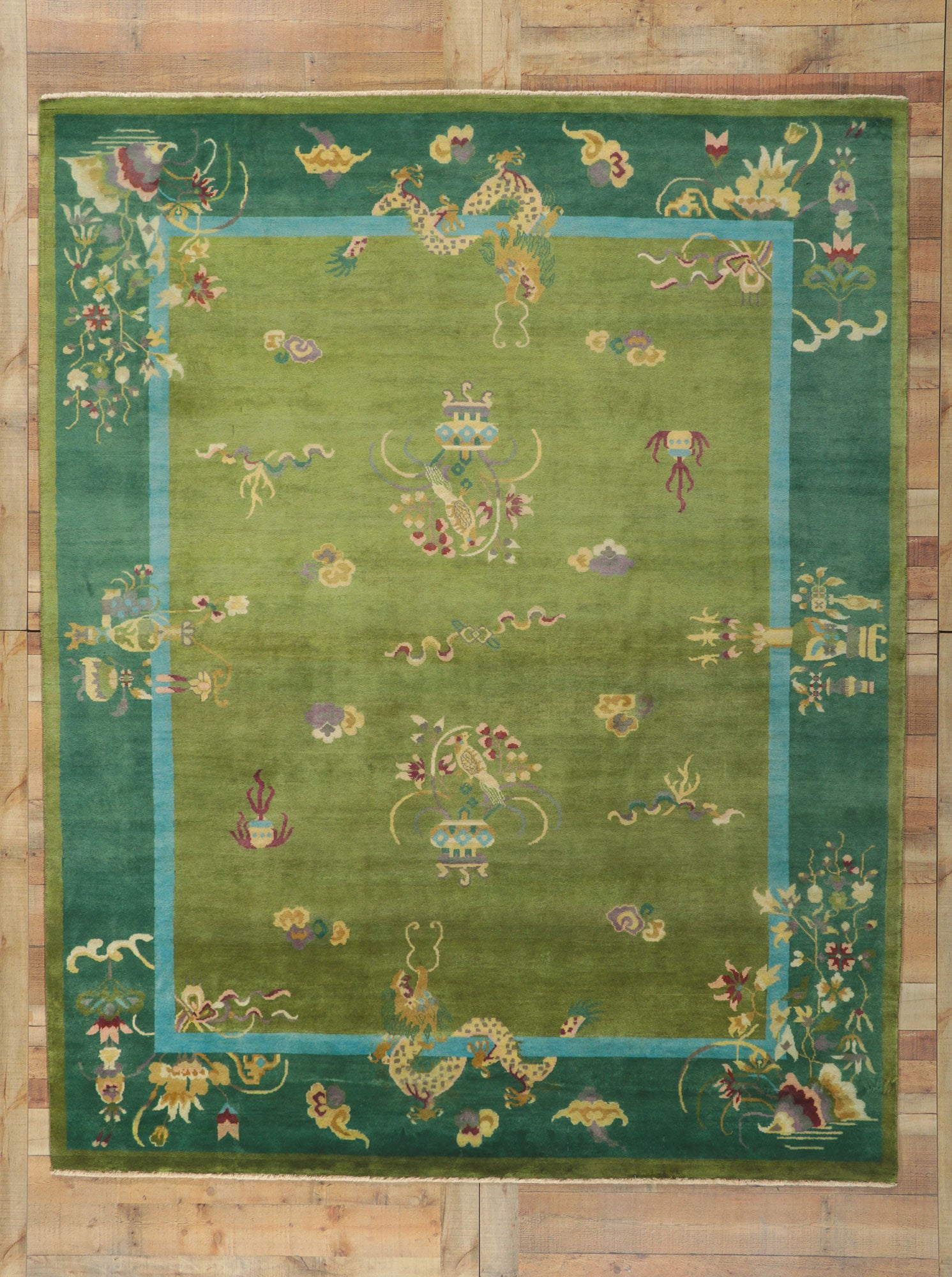 8 x 10 Chinese Art Deco Dragon Rug 30818