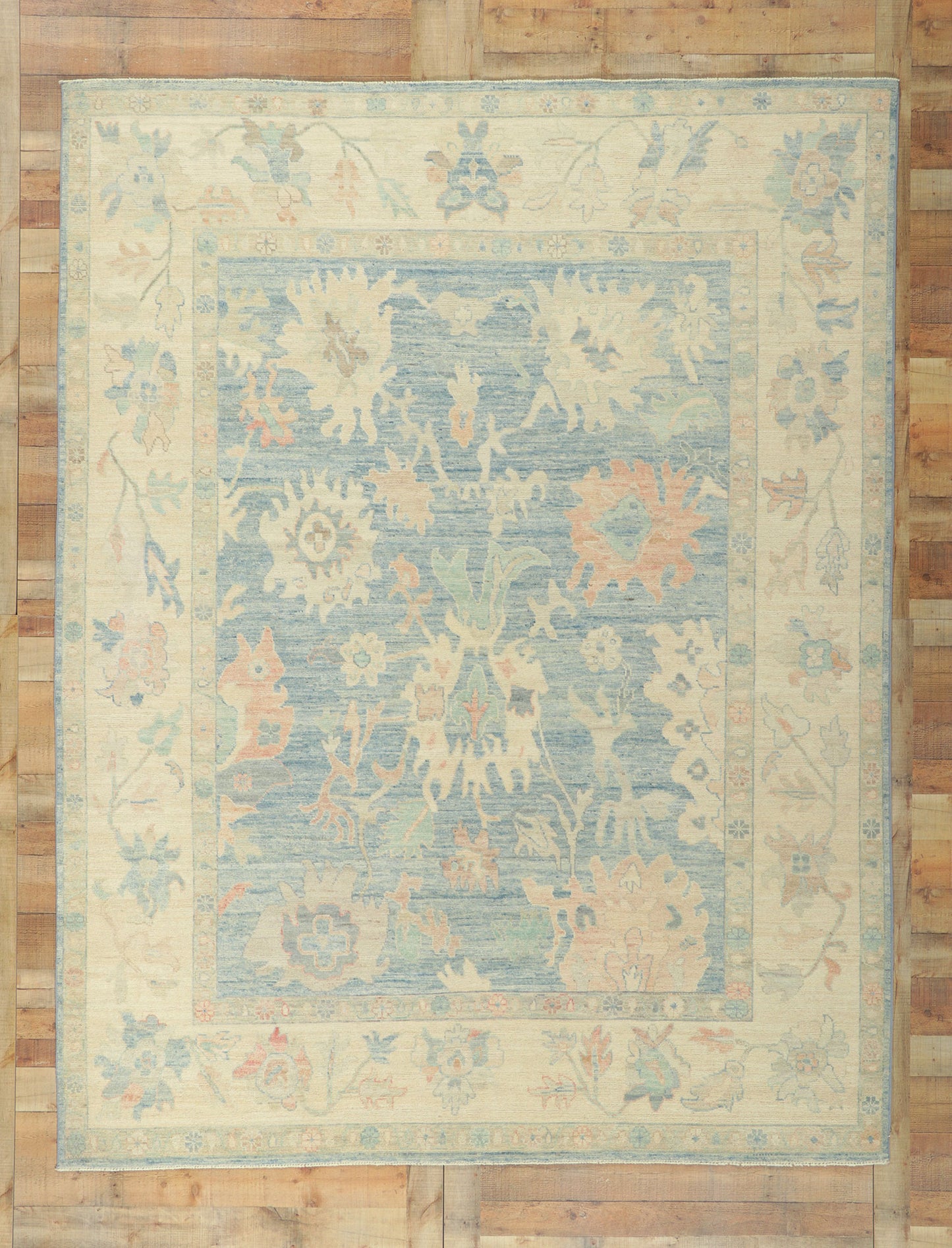 8 x 10 Colorful Blue Oushak Rug 80893