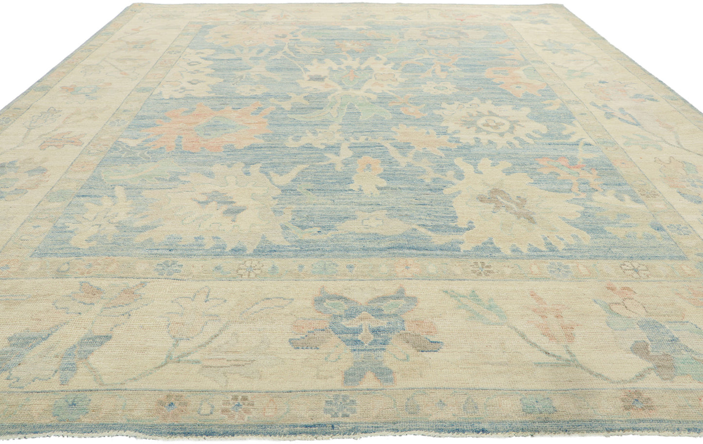 8 x 10 Colorful Blue Oushak Rug 80893
