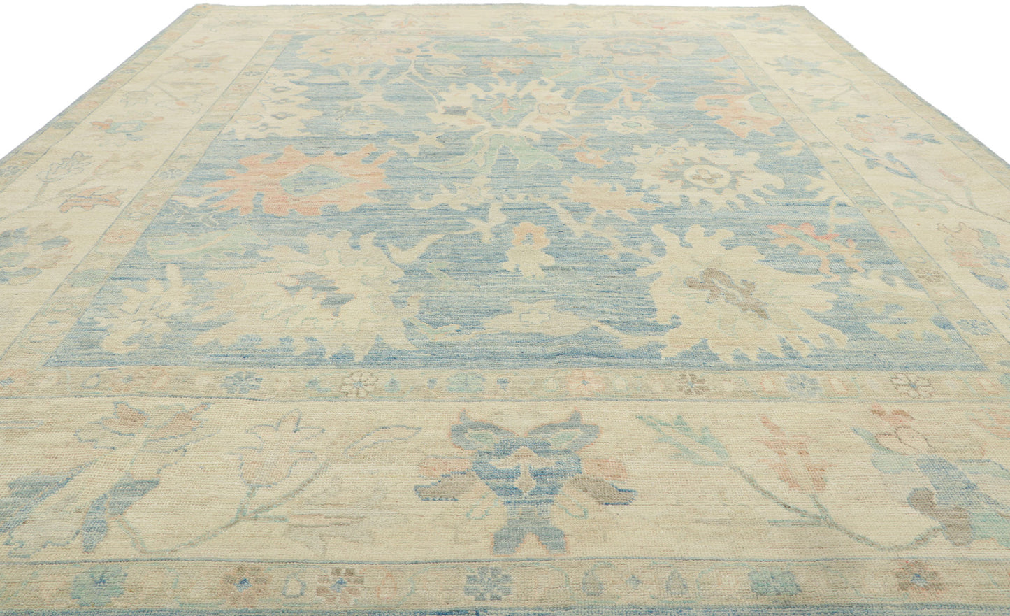 8 x 10 Colorful Blue Oushak Rug 80893