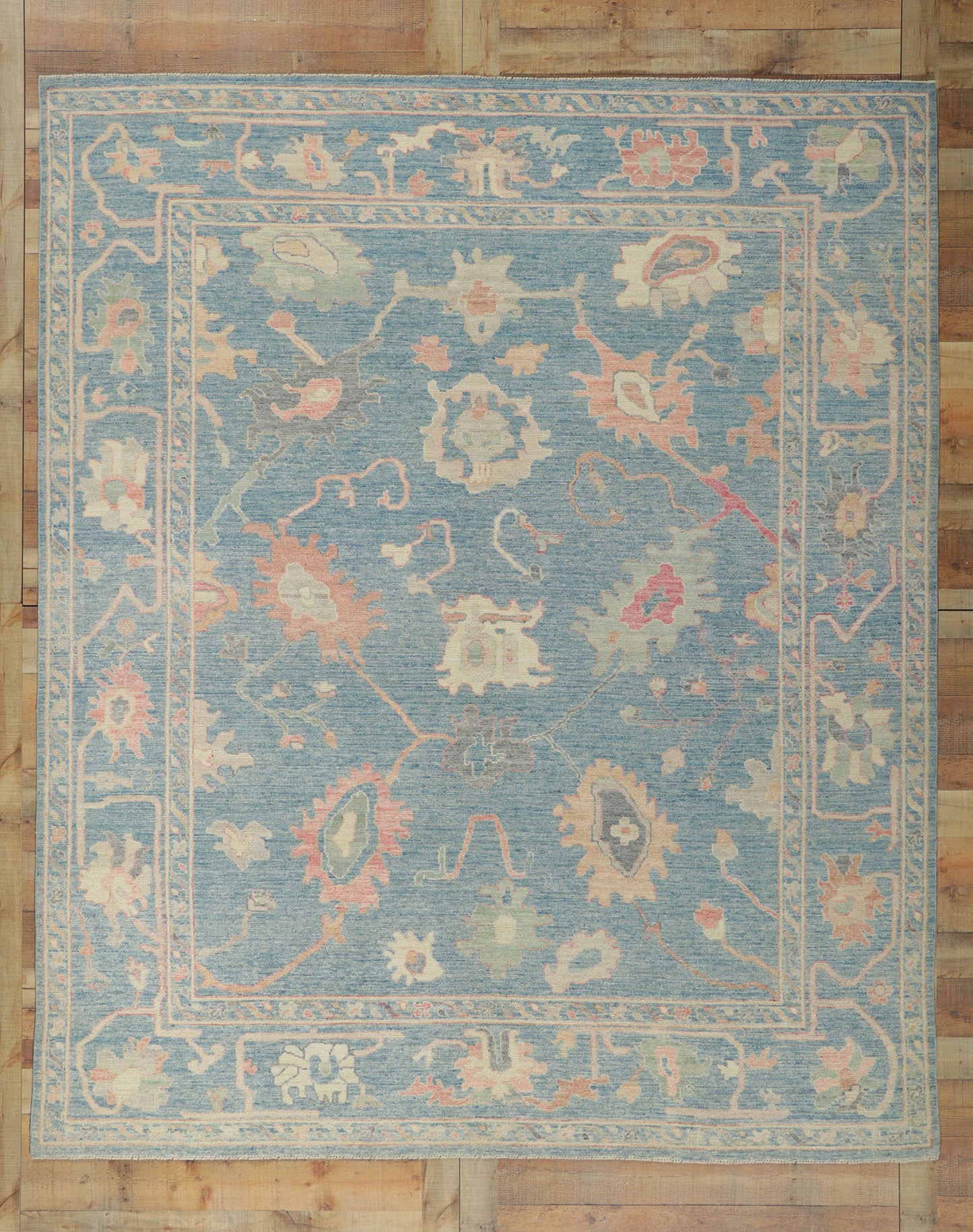 8 x 10 Colorful Blue Oushak Rug 80896
