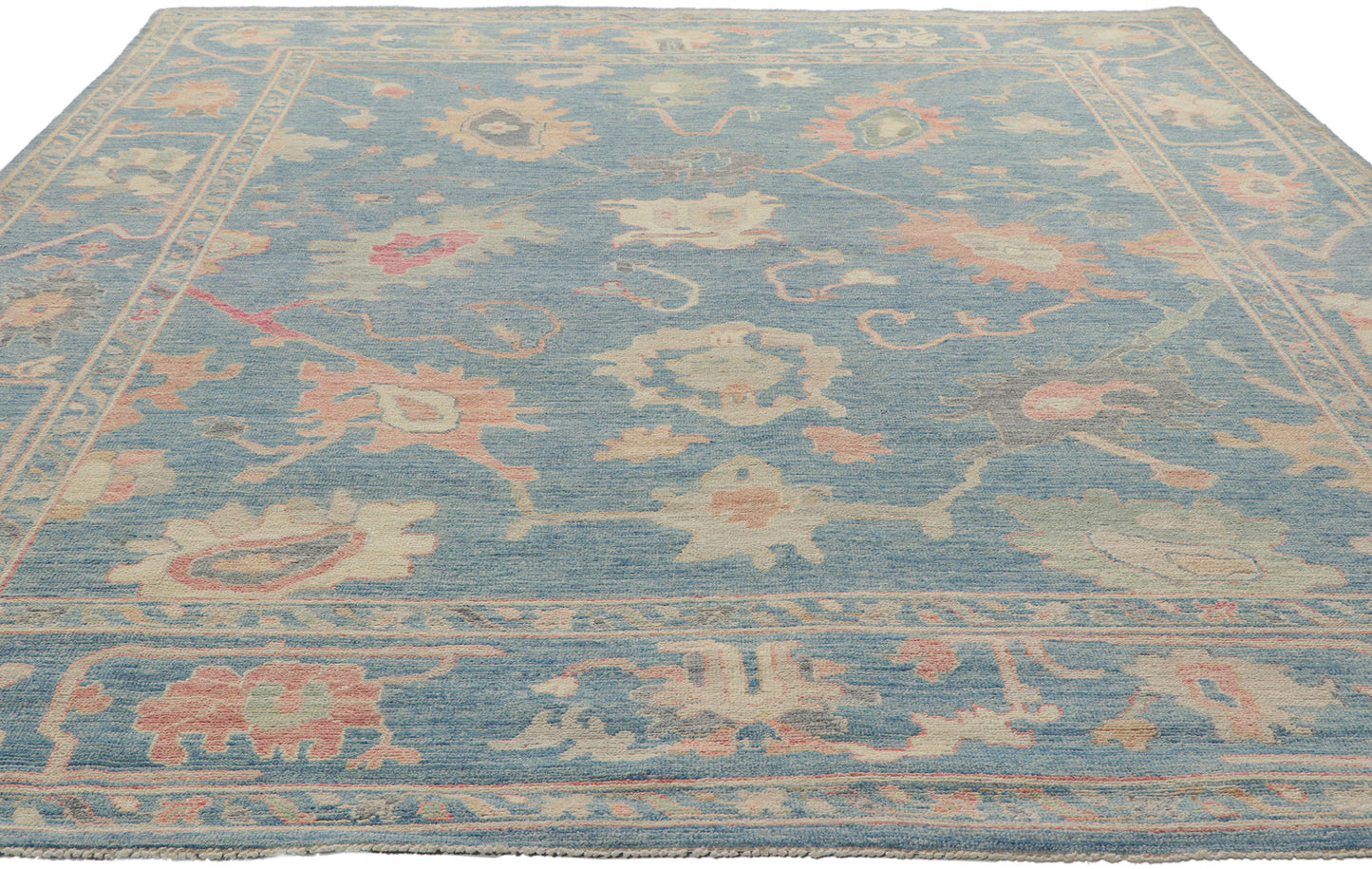 8 x 10 Colorful Blue Oushak Rug 80896