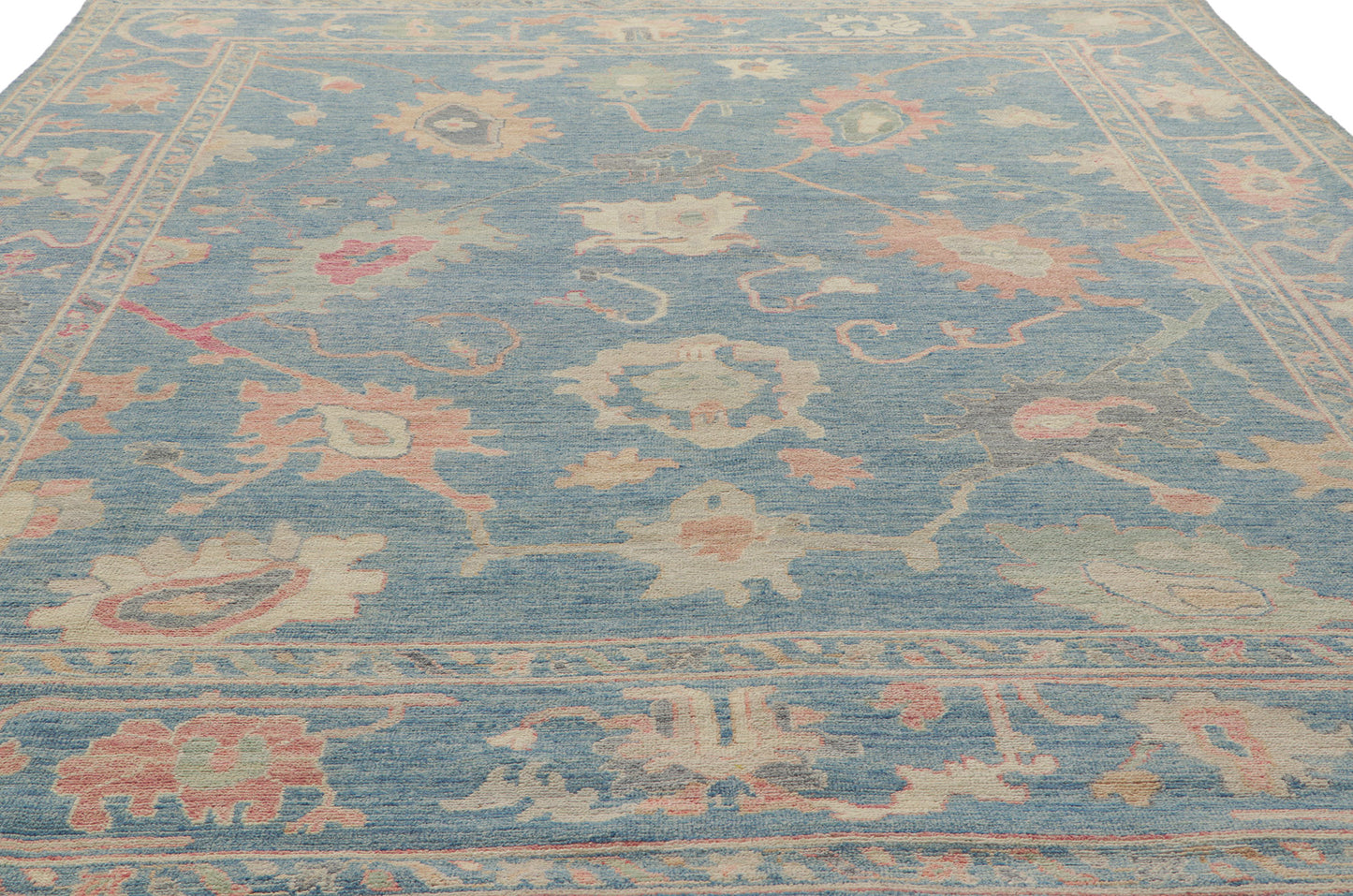 8 x 10 Colorful Blue Oushak Rug 80896