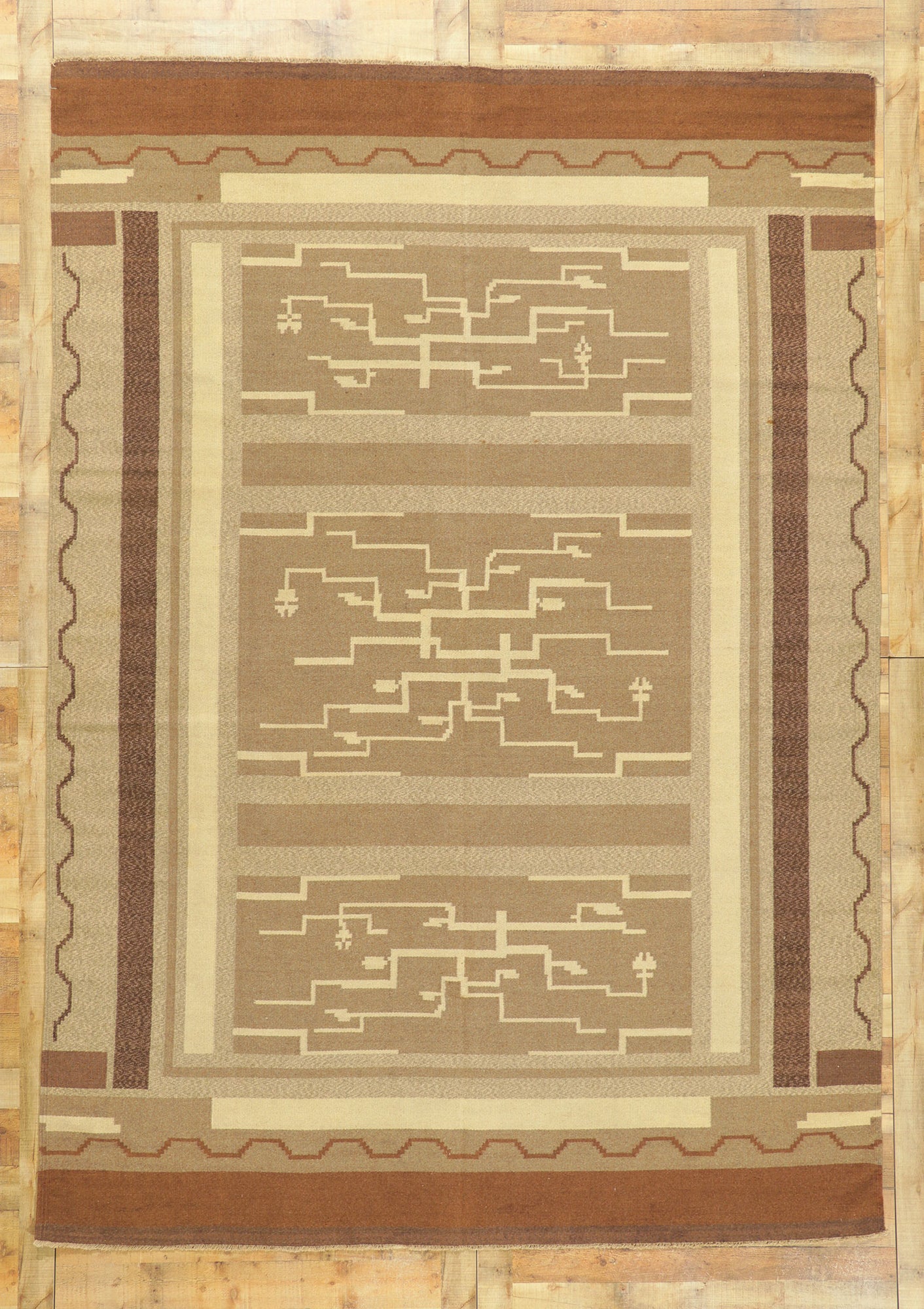 8 x 11 Vintage Finnish Flatweave Rug 78506