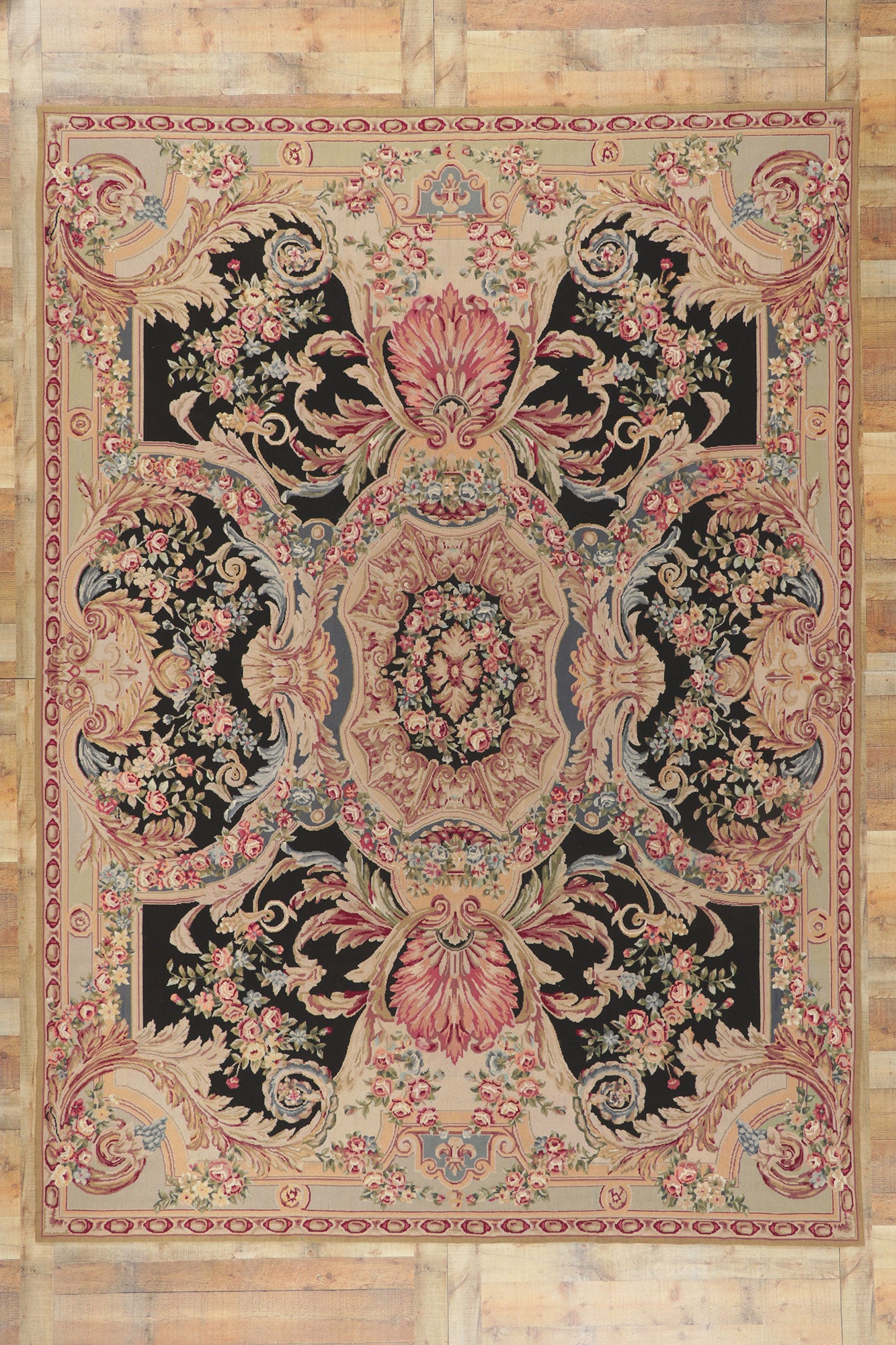 8 x 12 Vintage French Savonnerie Style Rug 78359